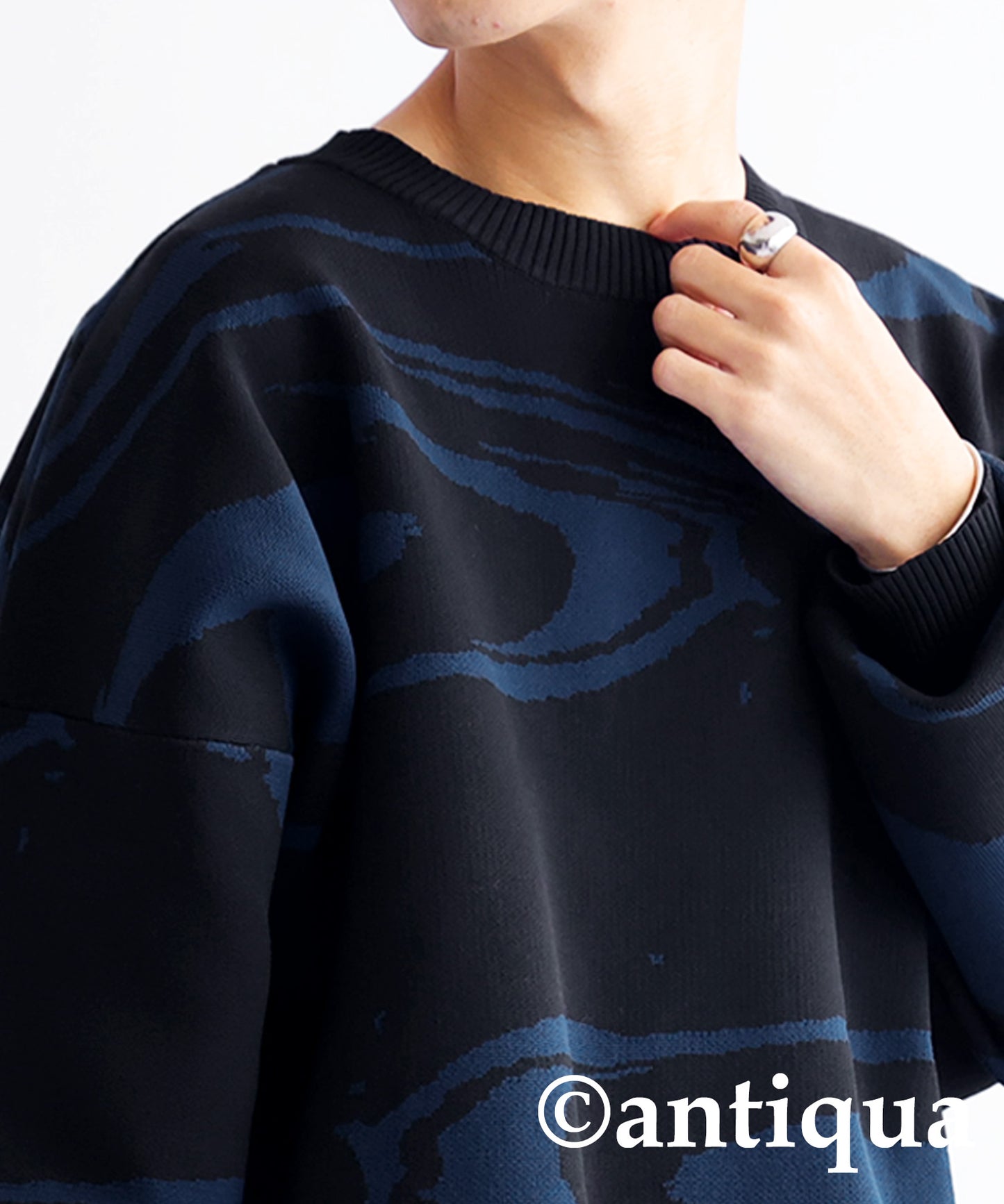 Watercolor pattern sponge knit Men's