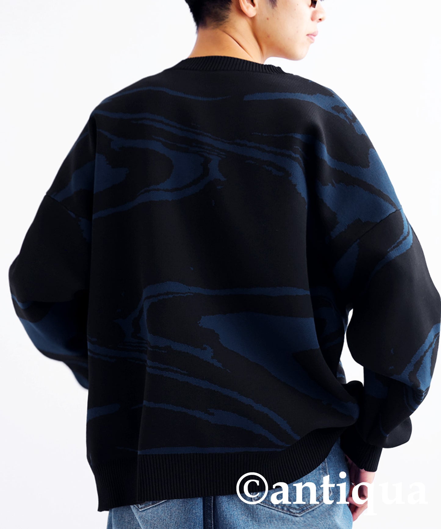 Watercolor pattern sponge knit Men's