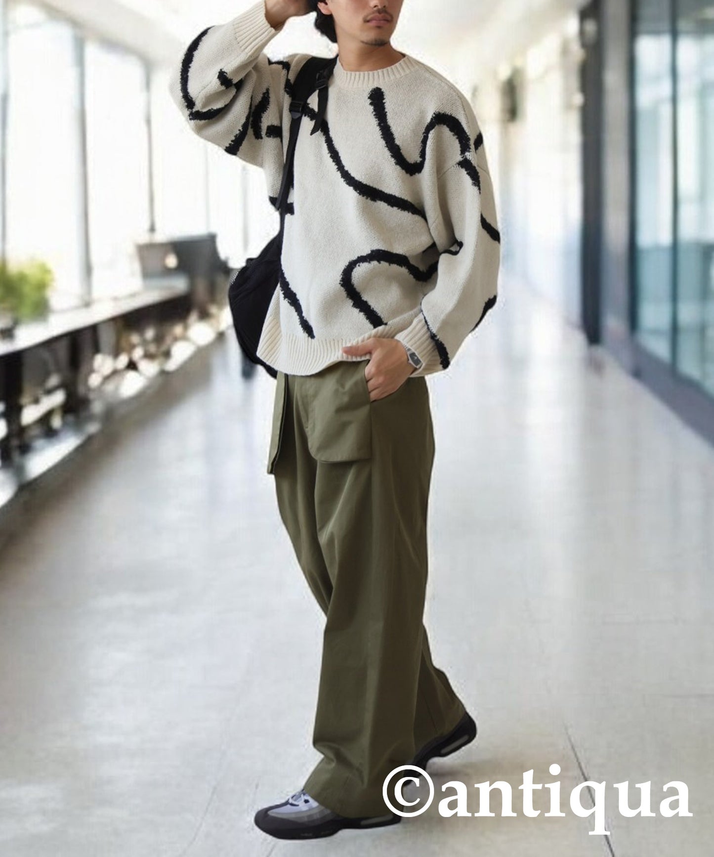 Nuance Line Pattern Knit Men's