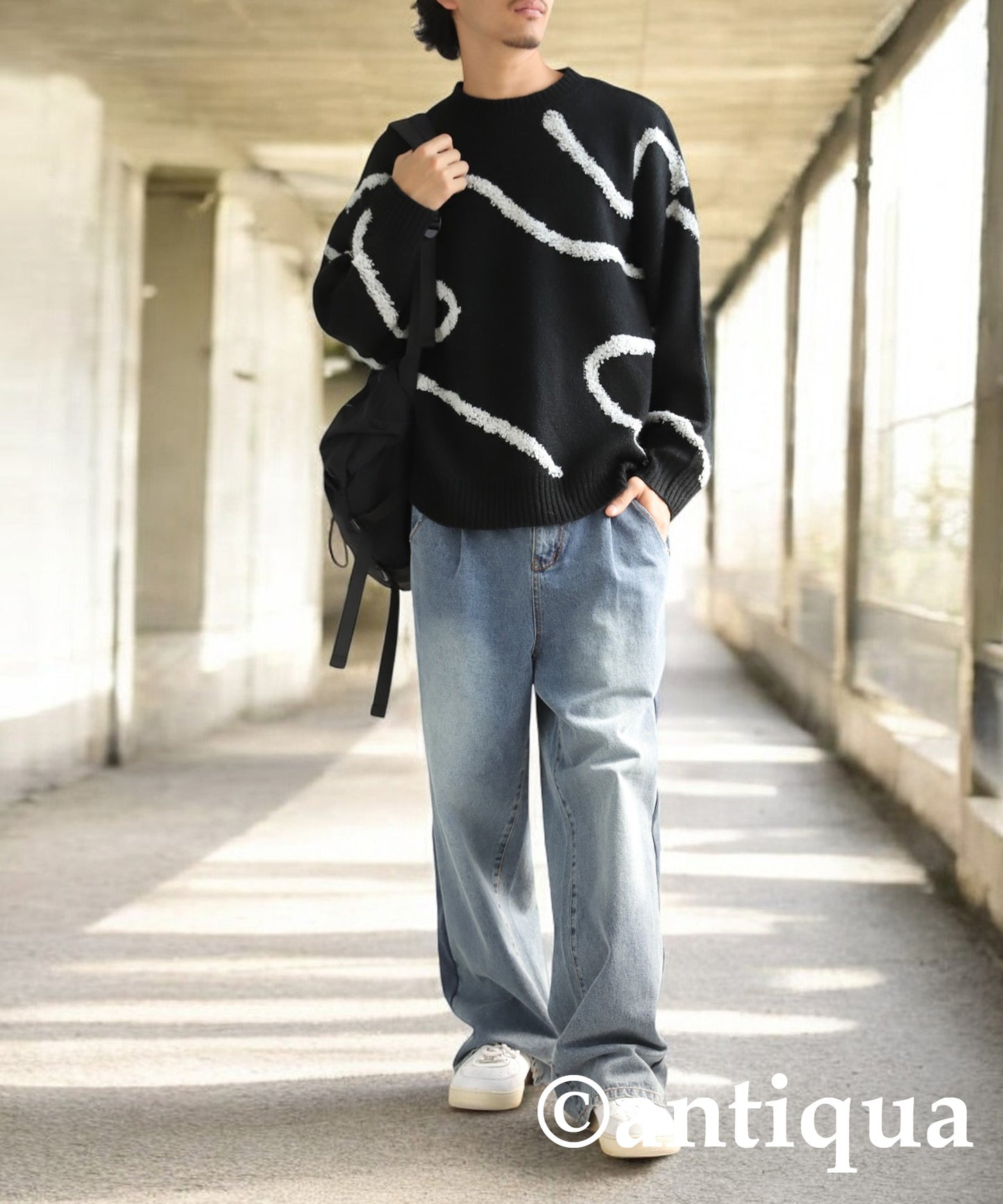 Nuance Line Pattern Knit Men's