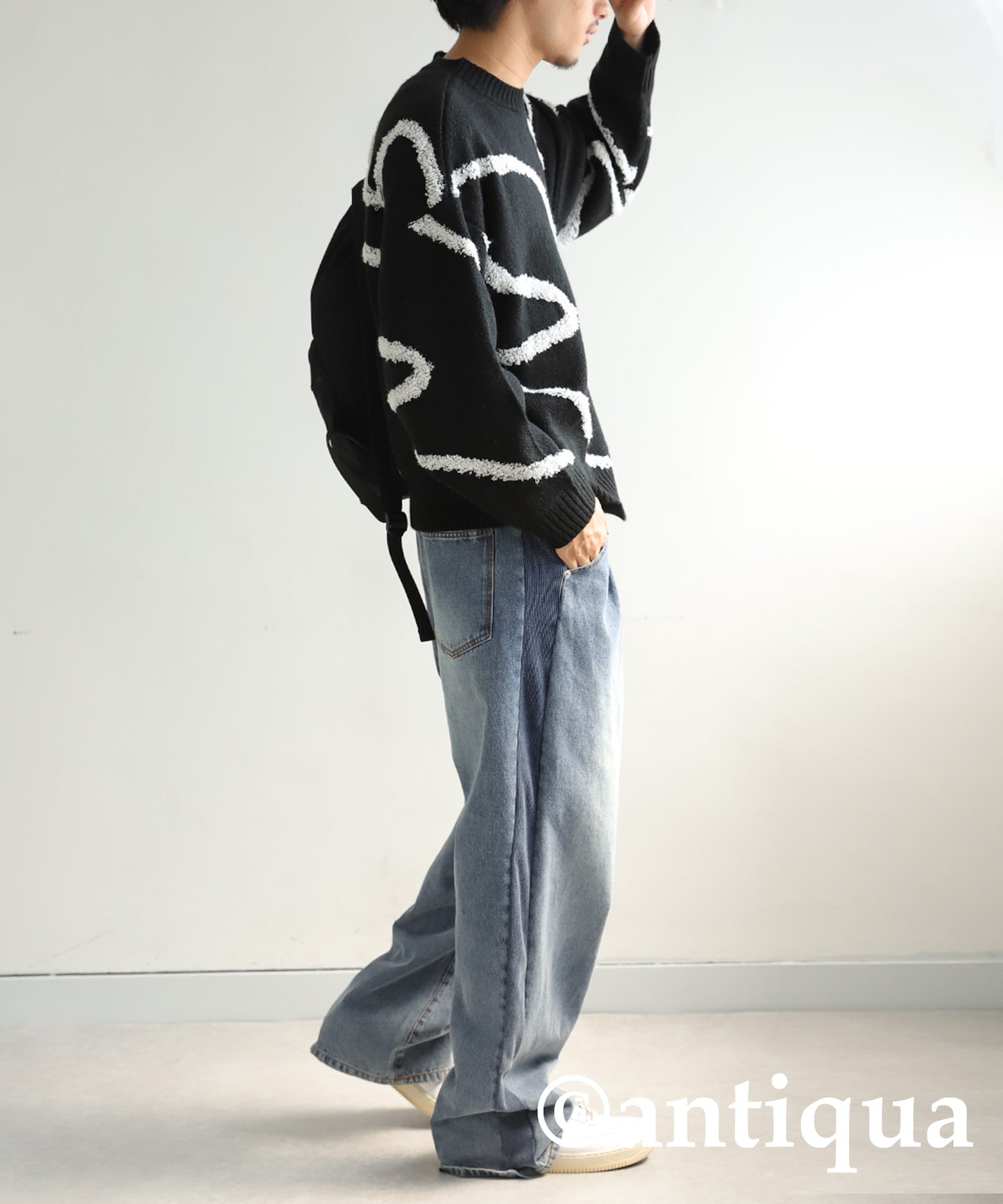 Nuance Line Pattern Knit Men's