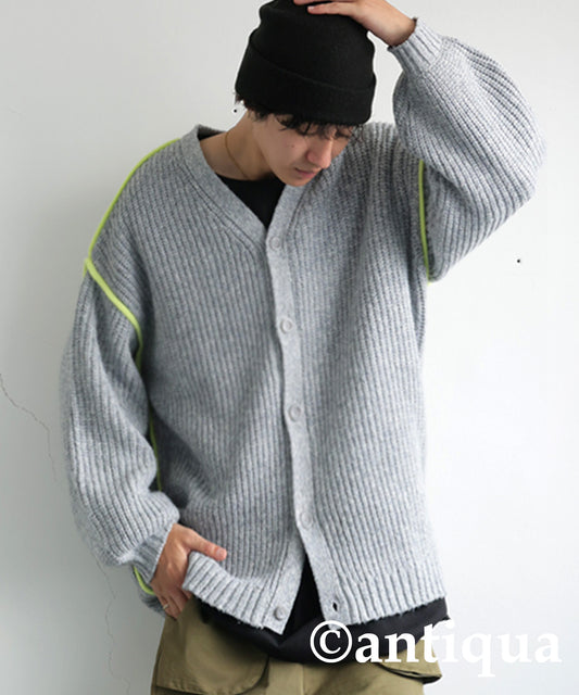 Color Matching Line Cardigan Men's