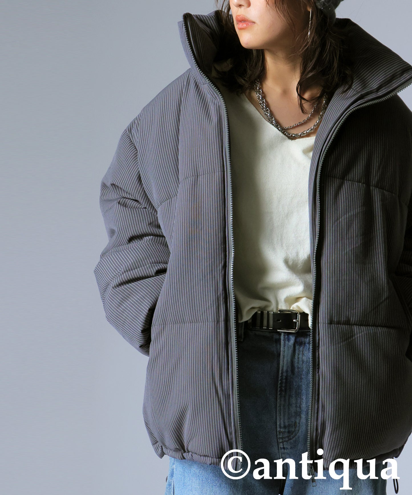 Striped Puffer Jacket Ladies