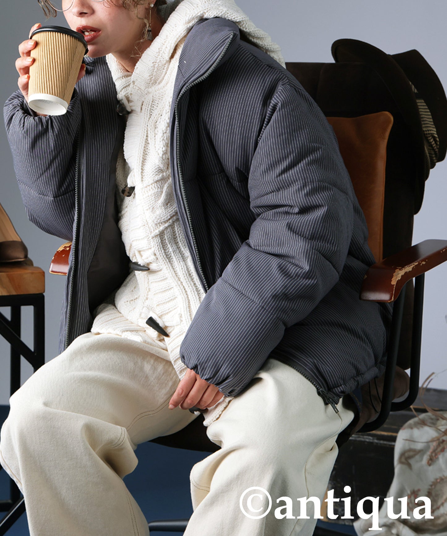 Striped Puffer Jacket Ladies