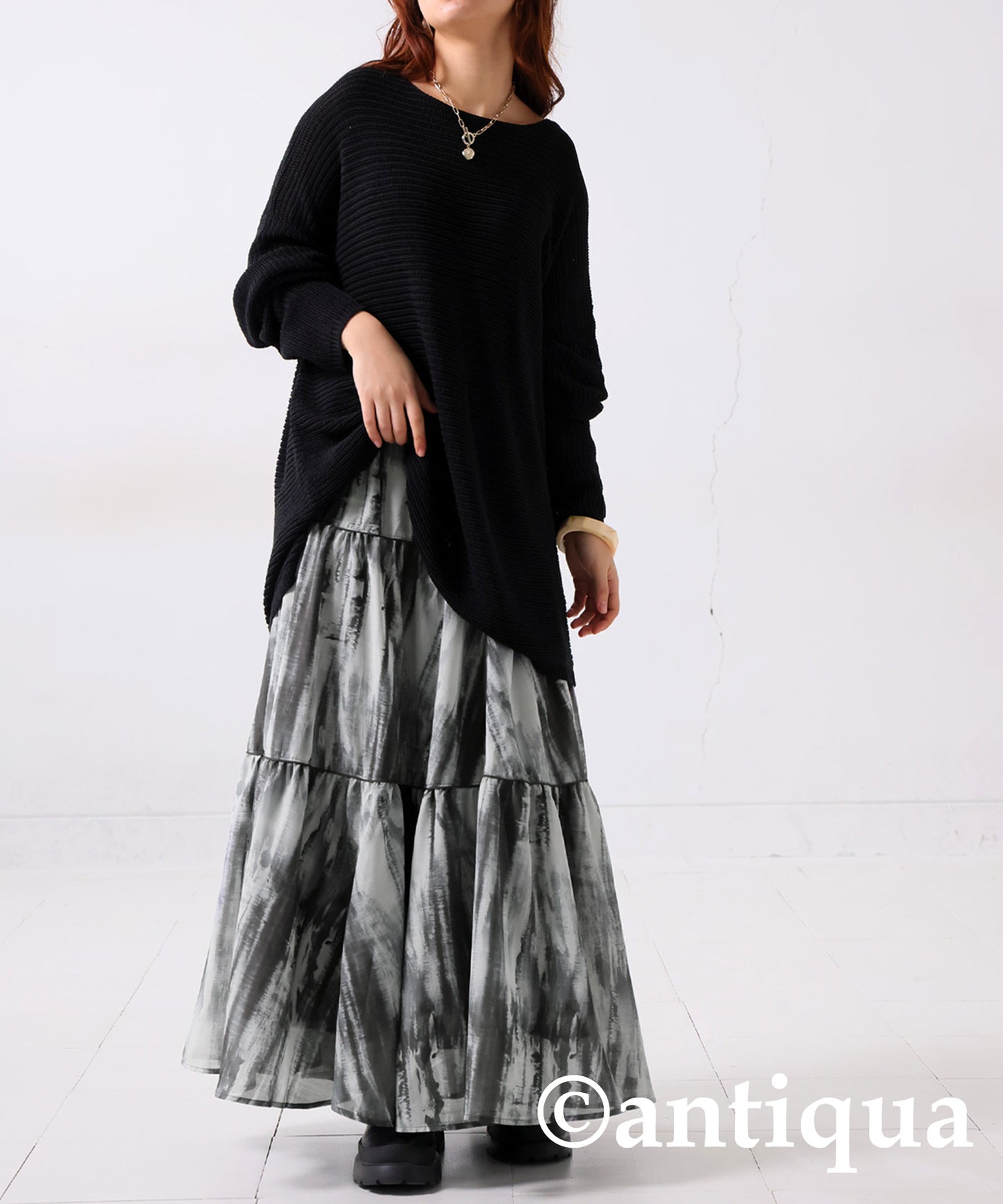 Nuance pattern tiered skirt Ladies