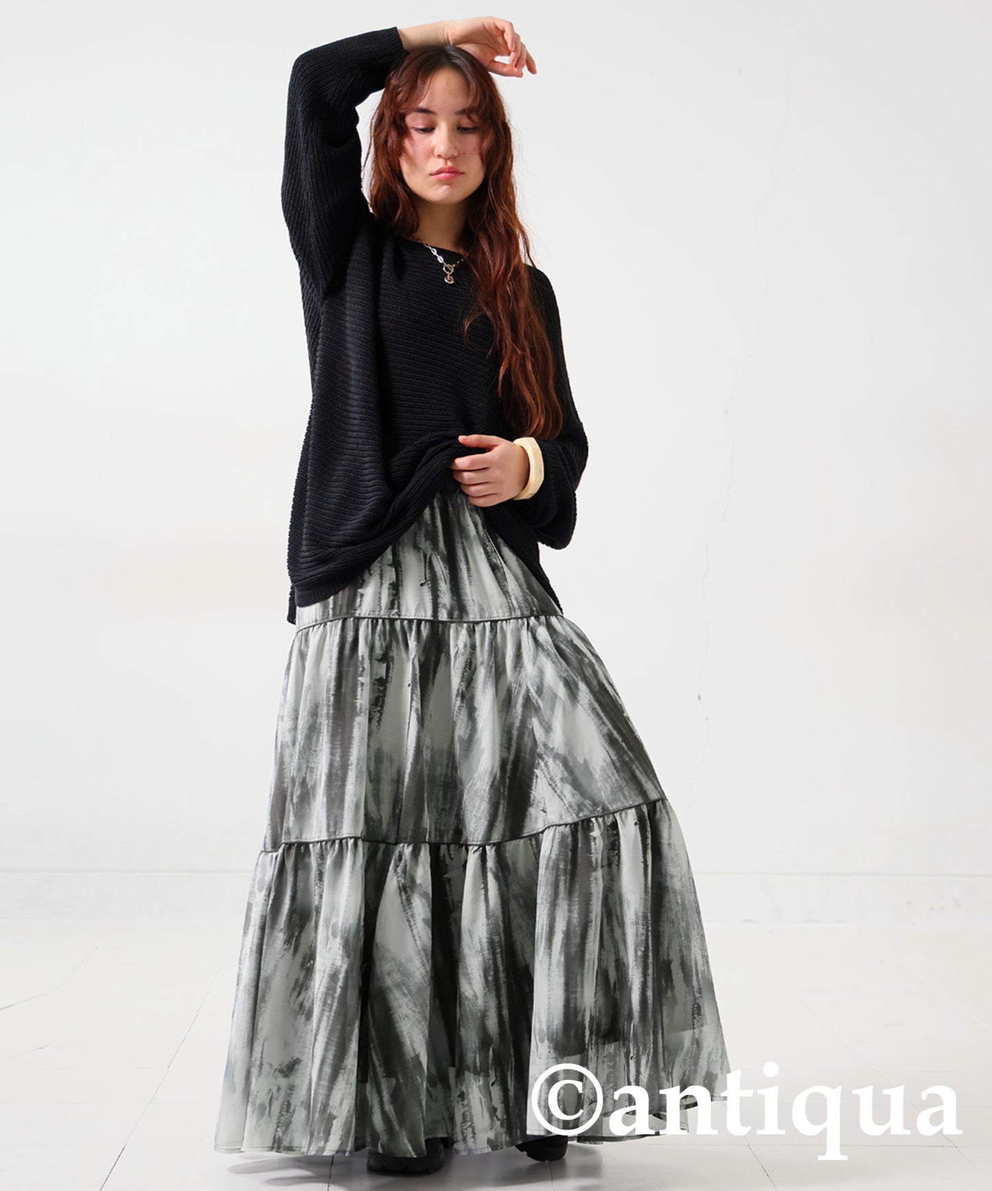 Nuance pattern tiered skirt Ladies