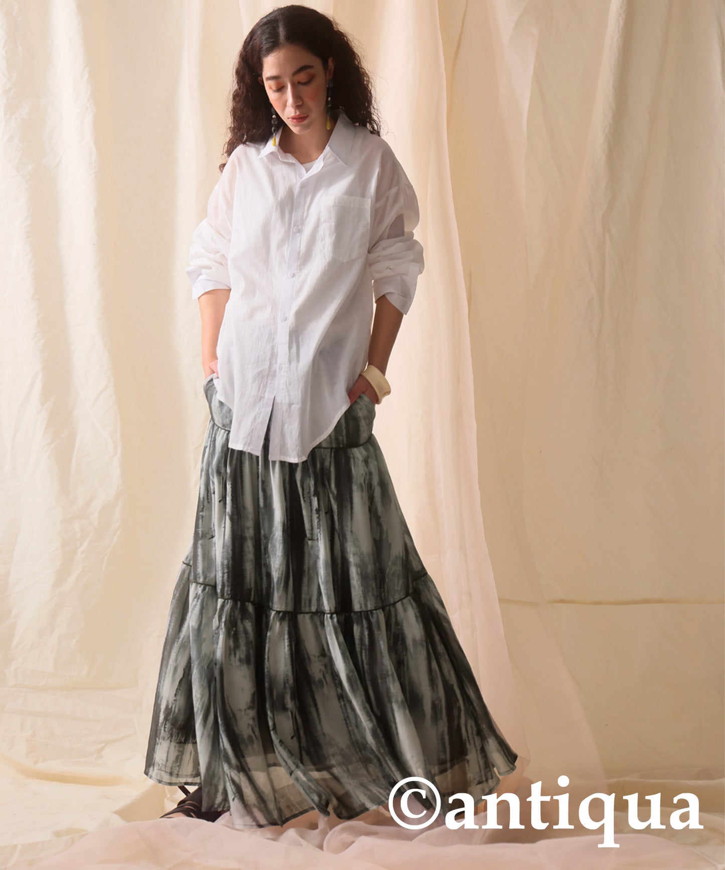 Nuance pattern tiered skirt Ladies