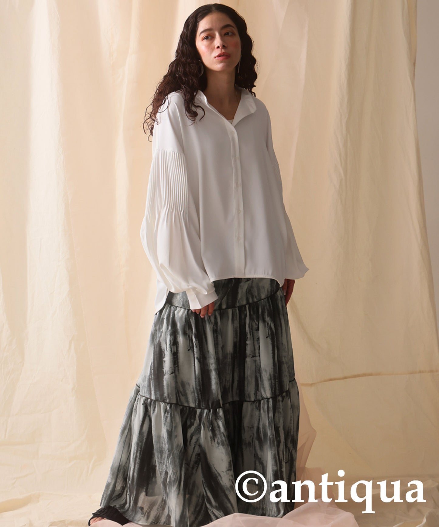 Nuance pattern tiered skirt Ladies