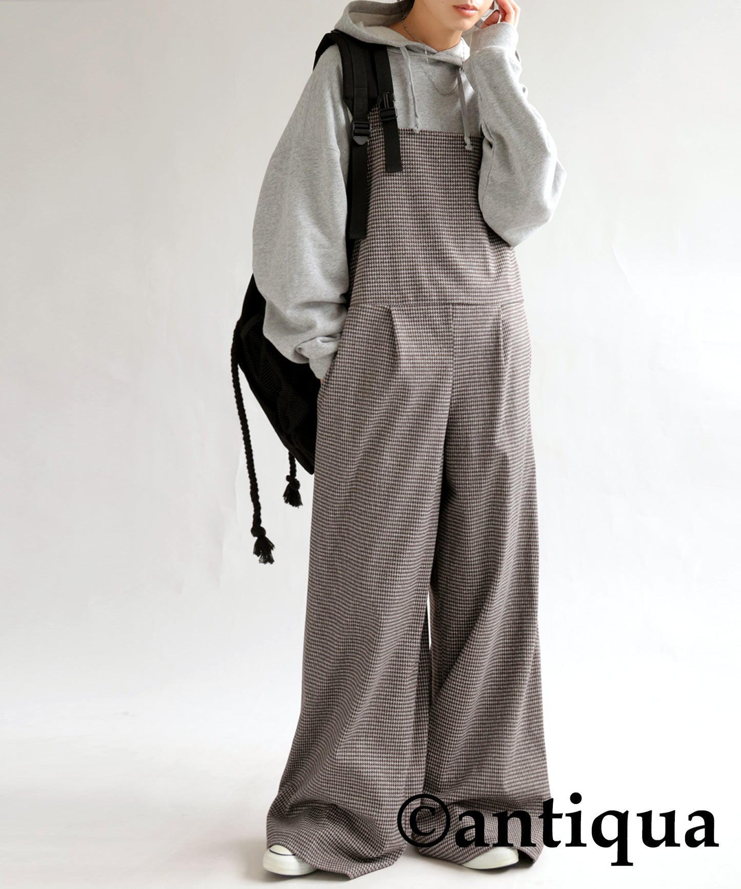 Ladies salopette(overalls) Long Bottoms CHIDORI（houndstooth check）