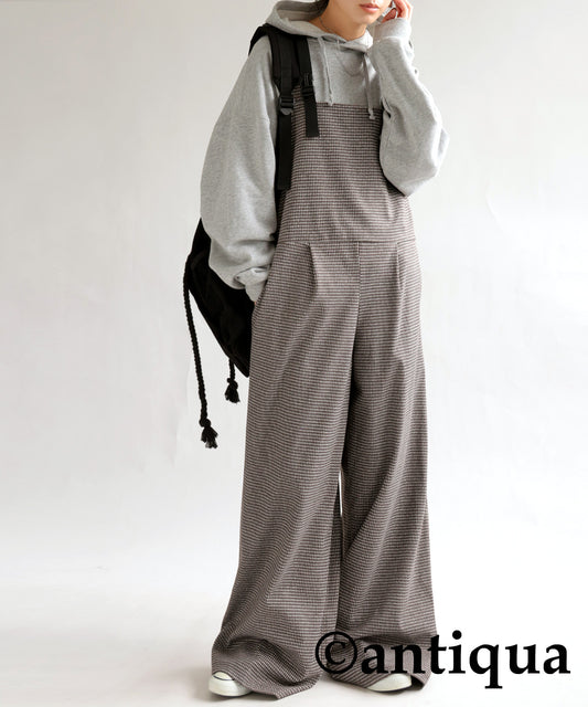 Ladies salopette(overalls) Long Bottoms CHIDORI（houndstooth check）