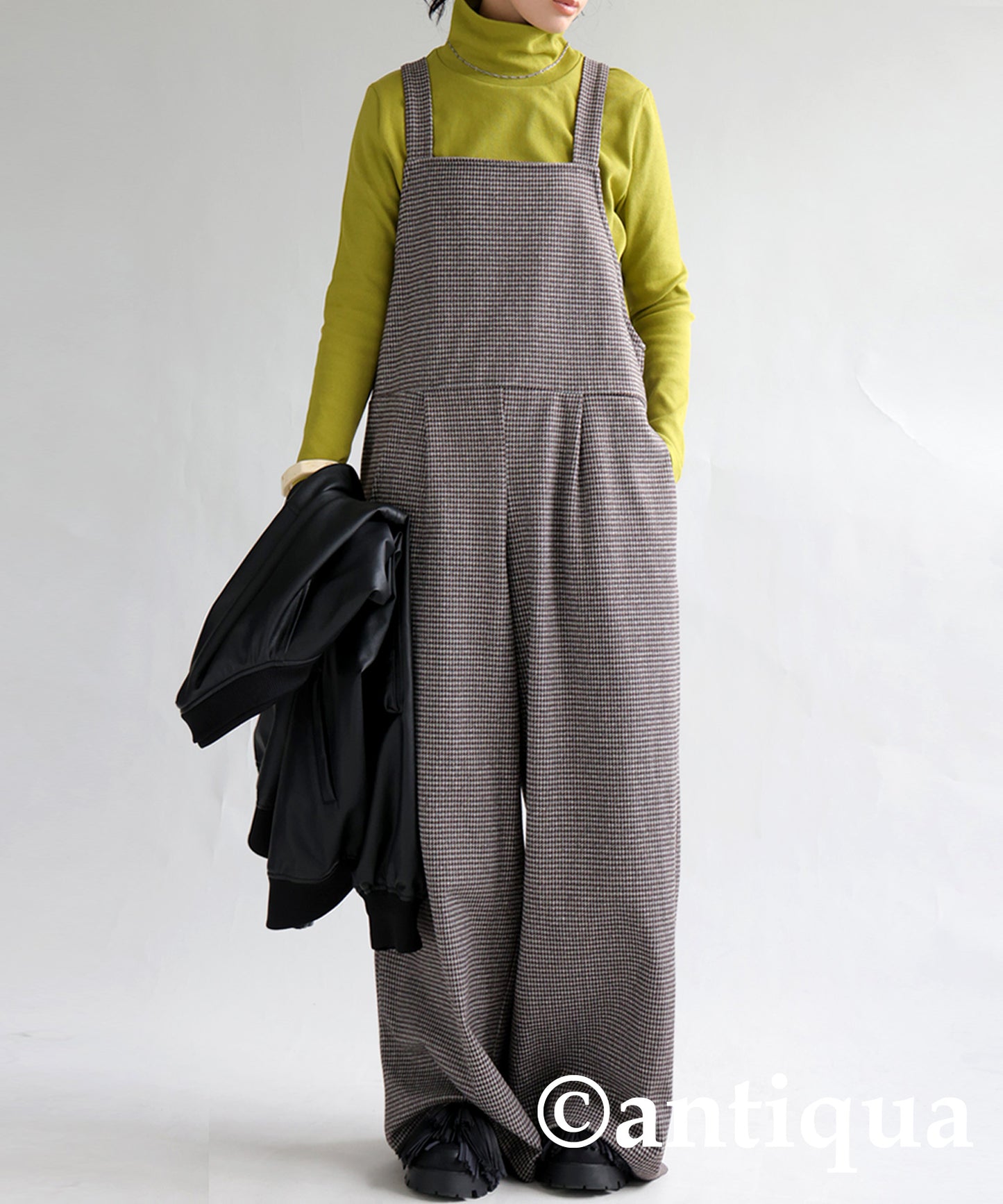 Ladies salopette(overalls) Long Bottoms CHIDORI（houndstooth check）