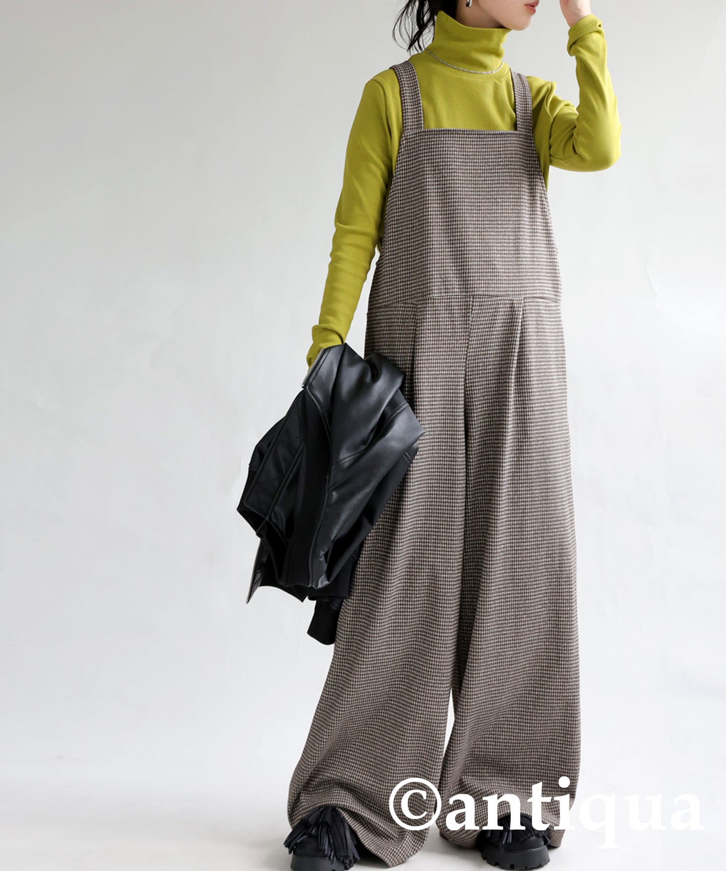 Ladies salopette(overalls) Long Bottoms CHIDORI（houndstooth check）