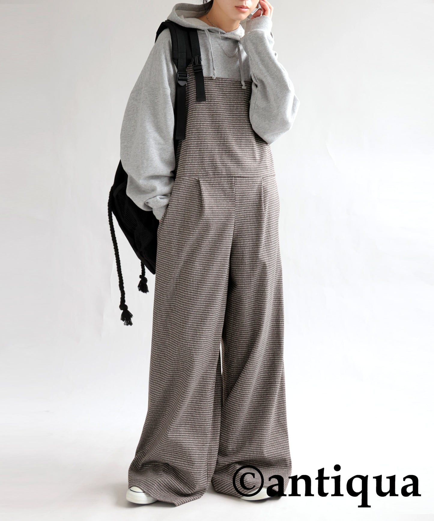 Ladies salopette(overalls) Long Bottoms CHIDORI（houndstooth check）