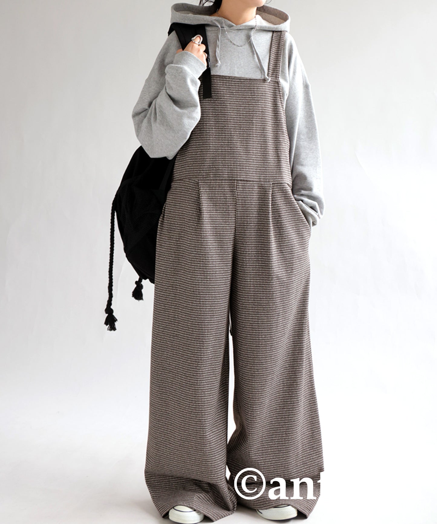 Ladies salopette(overalls) Long Bottoms CHIDORI（houndstooth check）