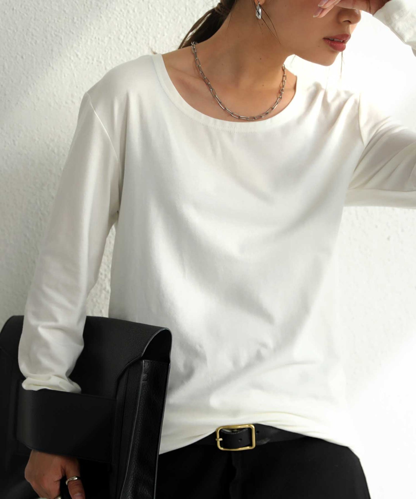 Simple heat long T-shirt Ladies