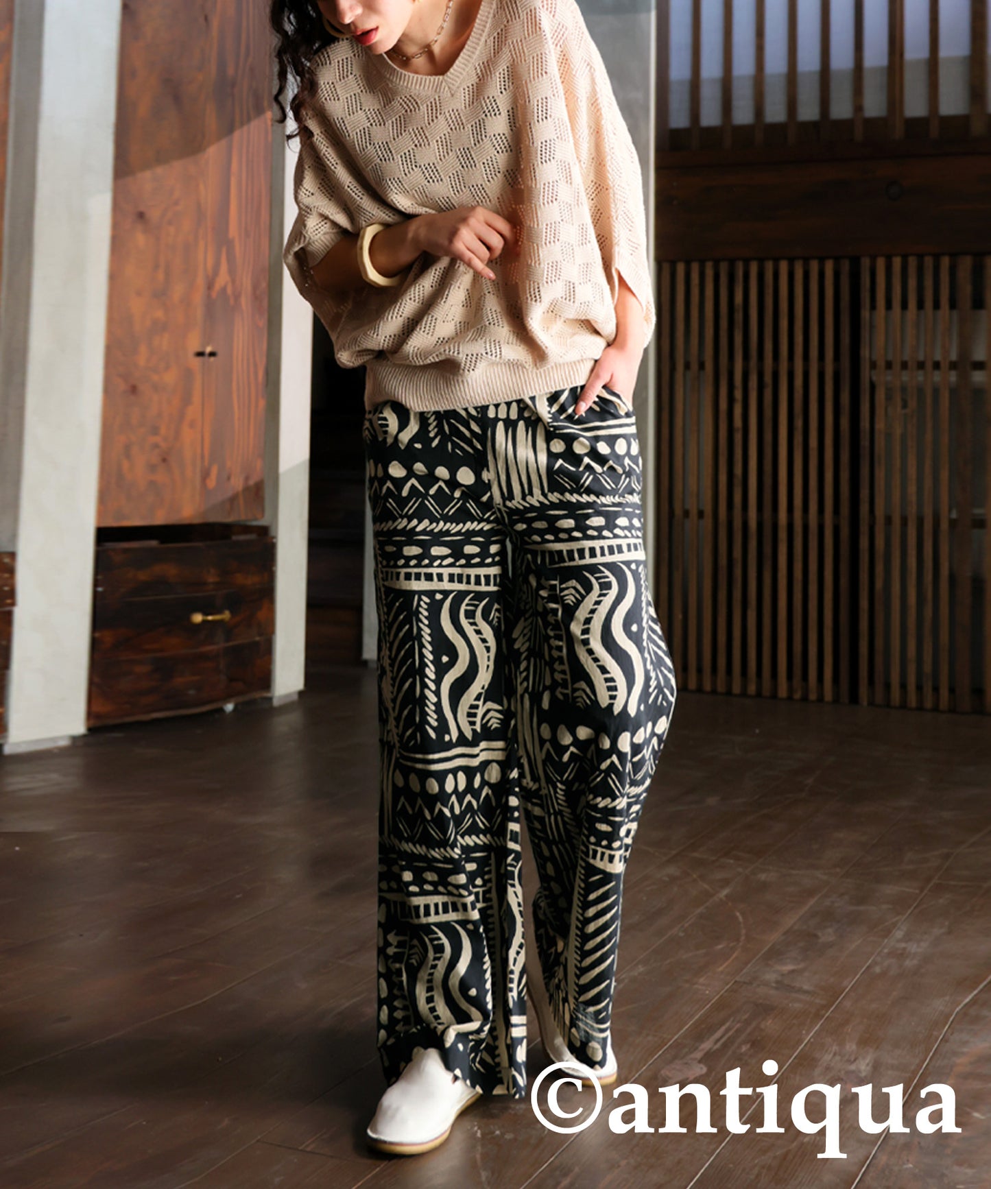 Indian Cotton Ethnic Pattern Wide Pants Ladies