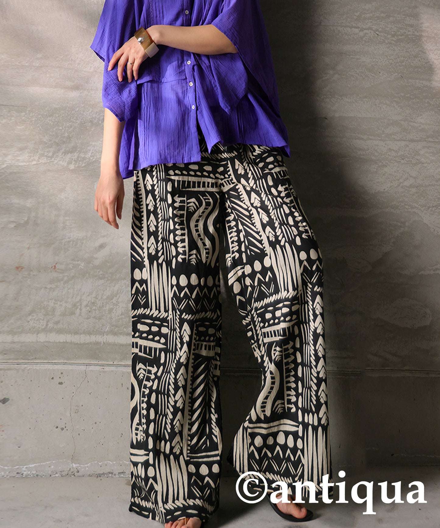 Indian Cotton Ethnic Pattern Wide Pants Ladies