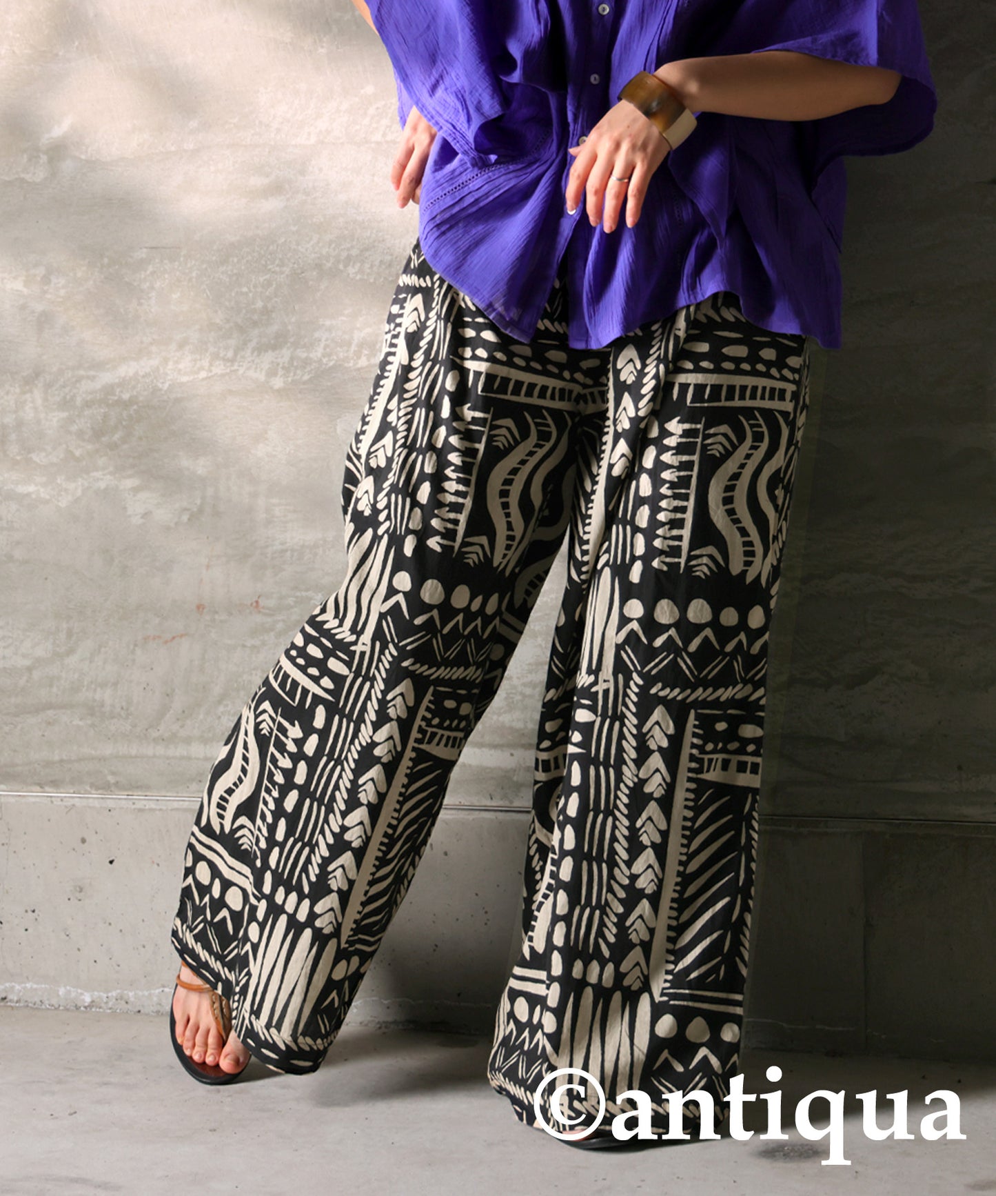 Indian Cotton Ethnic Pattern Wide Pants Ladies