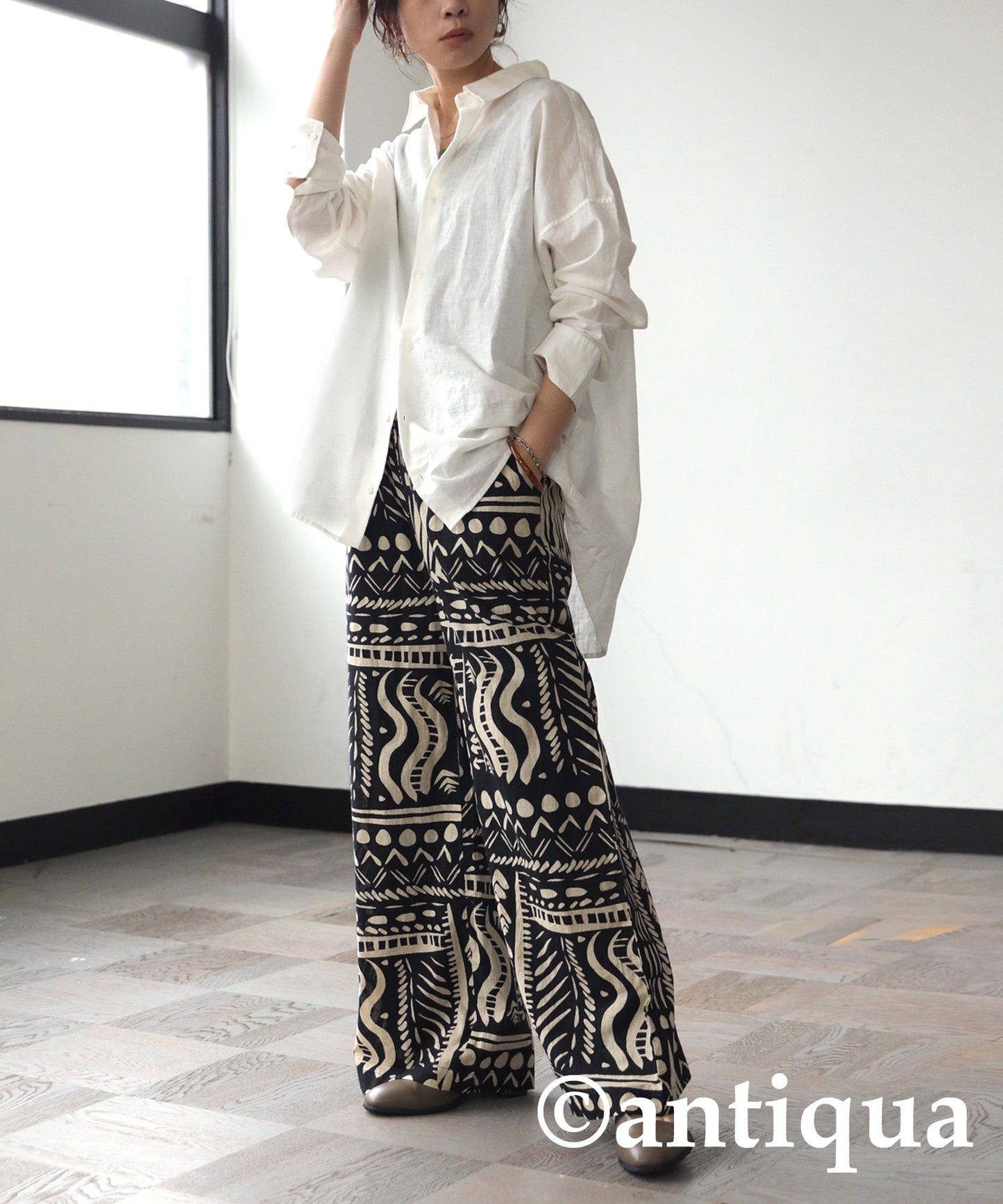 Indian Cotton Ethnic Pattern Wide Pants Ladies