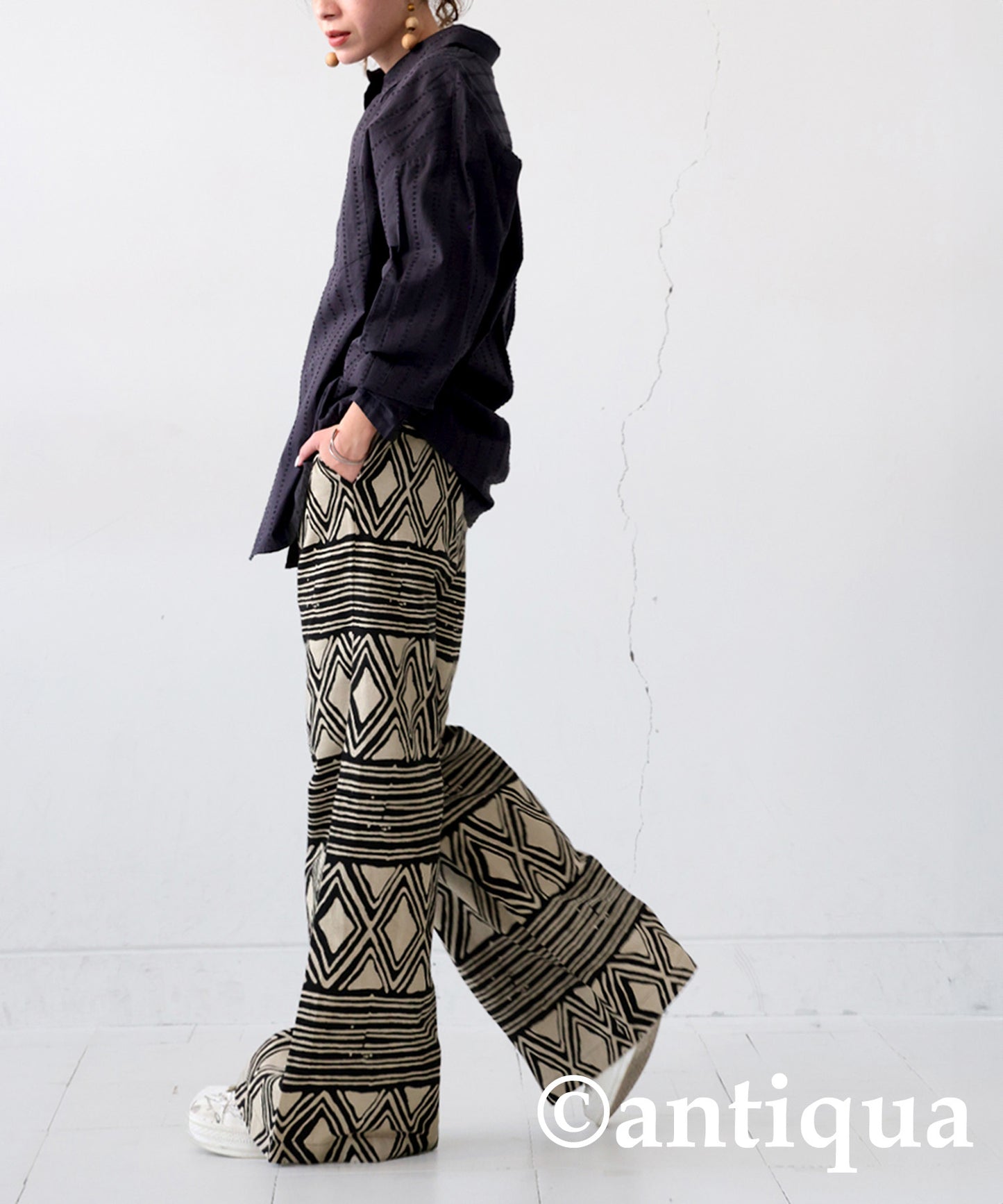 Indian Cotton Ethnic Pattern Wide Pants Ladies