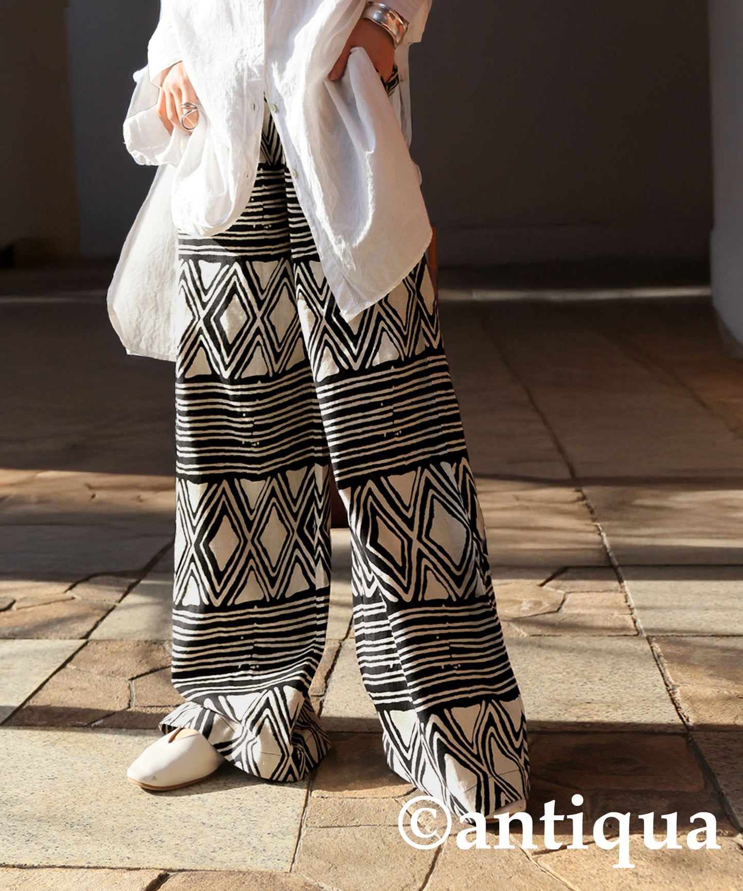 Indian Cotton Ethnic Pattern Wide Pants Ladies