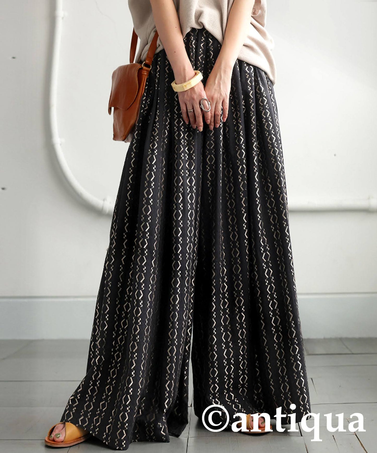 Ladies Embroidered Flare Pants