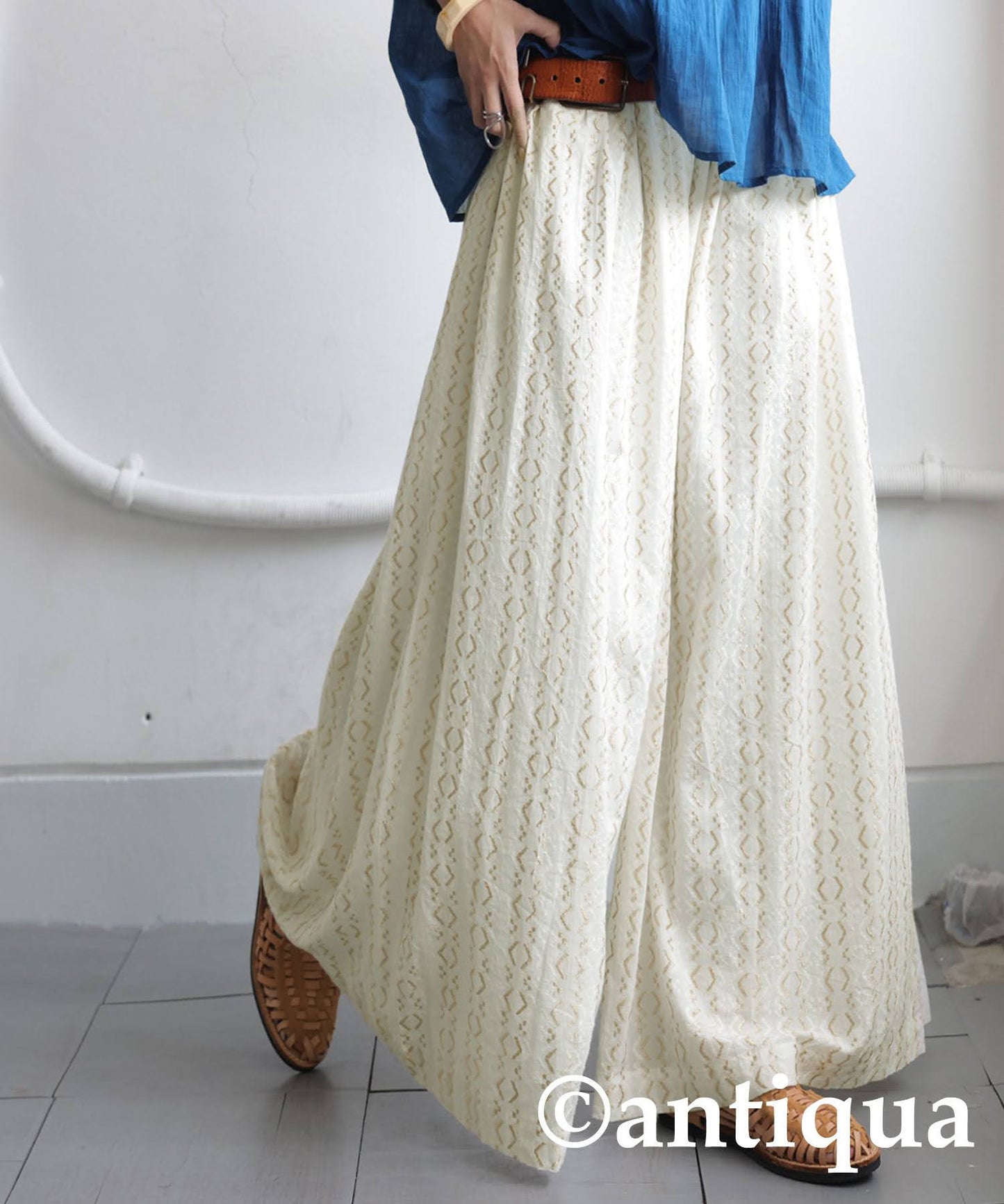 Ladies Embroidered Flare Pants
