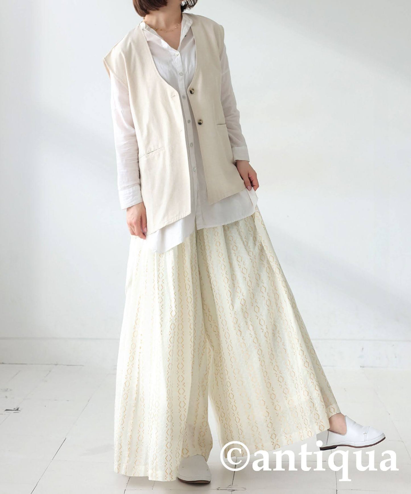 Ladies Embroidered Flare Pants