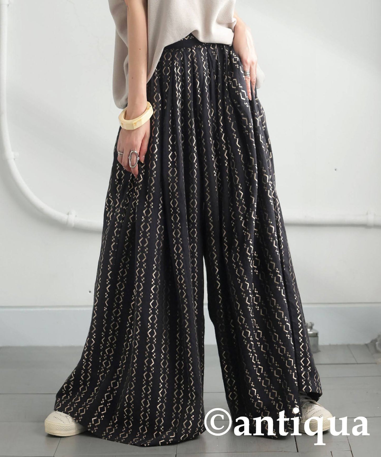 Ladies Embroidered Flare Pants