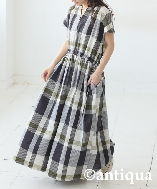 Ladies Indian Cotton Check Dress