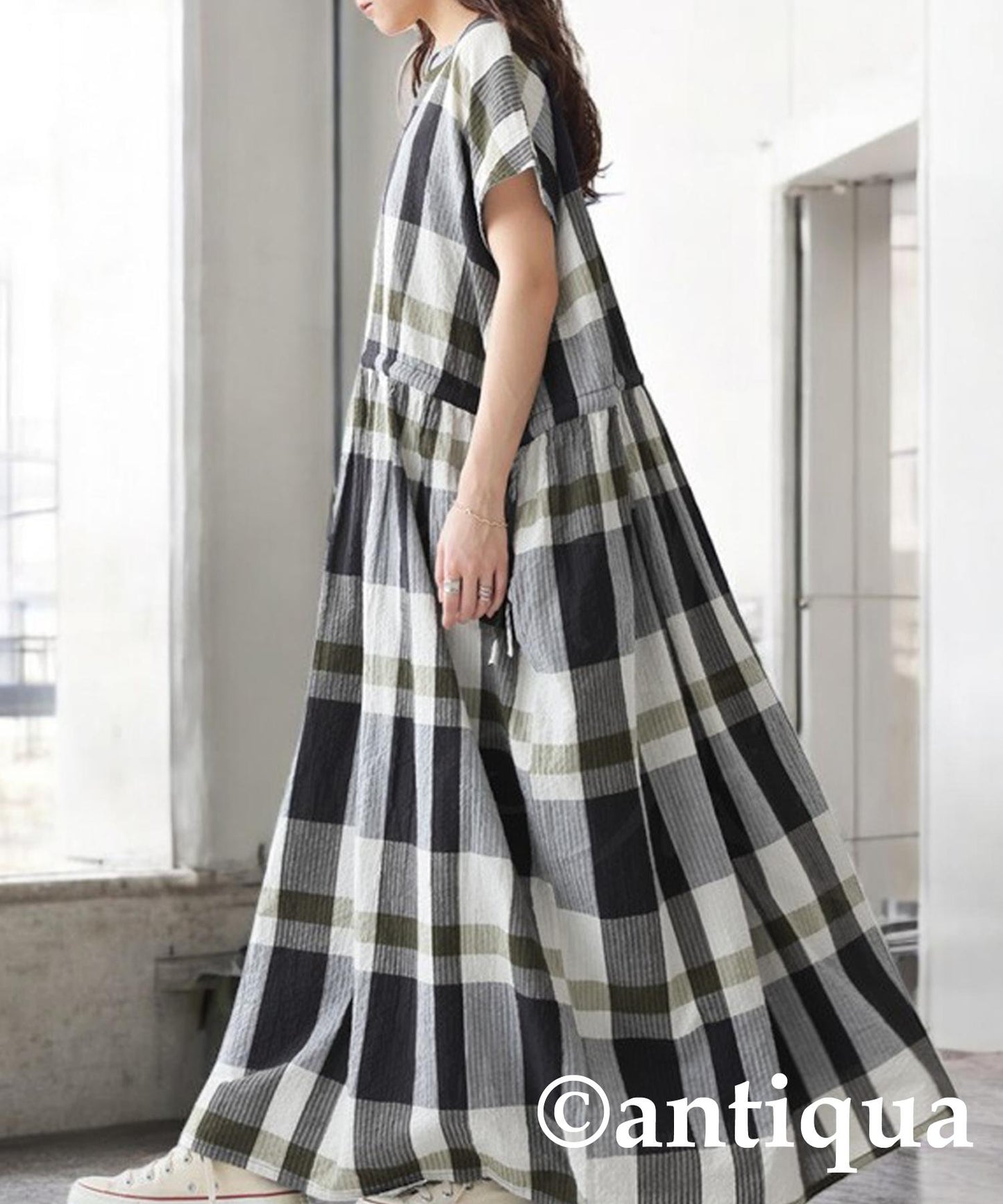 Ladies Indian Cotton Check Dress