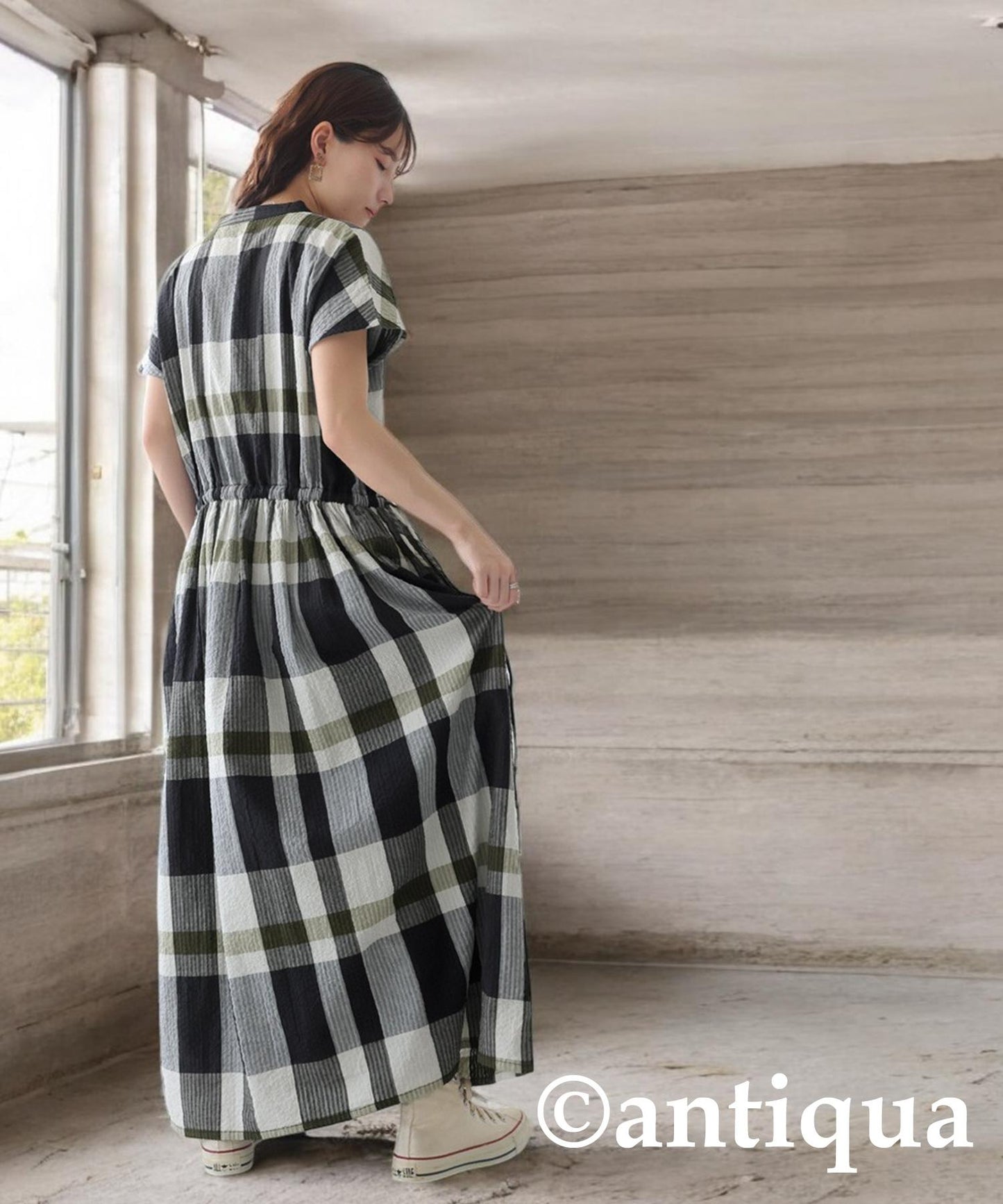 Ladies Indian Cotton Check Dress