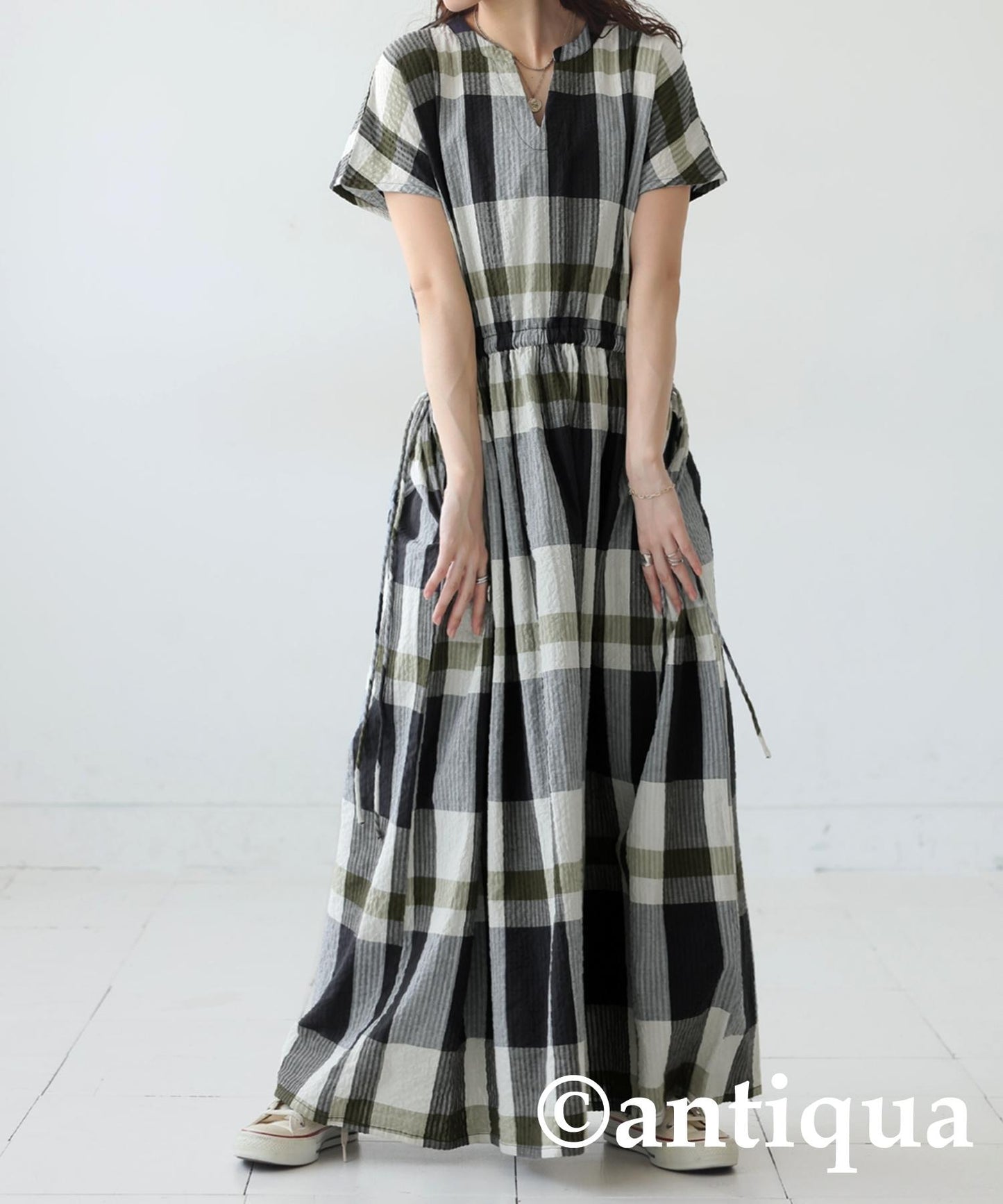 Ladies Indian Cotton Check Dress