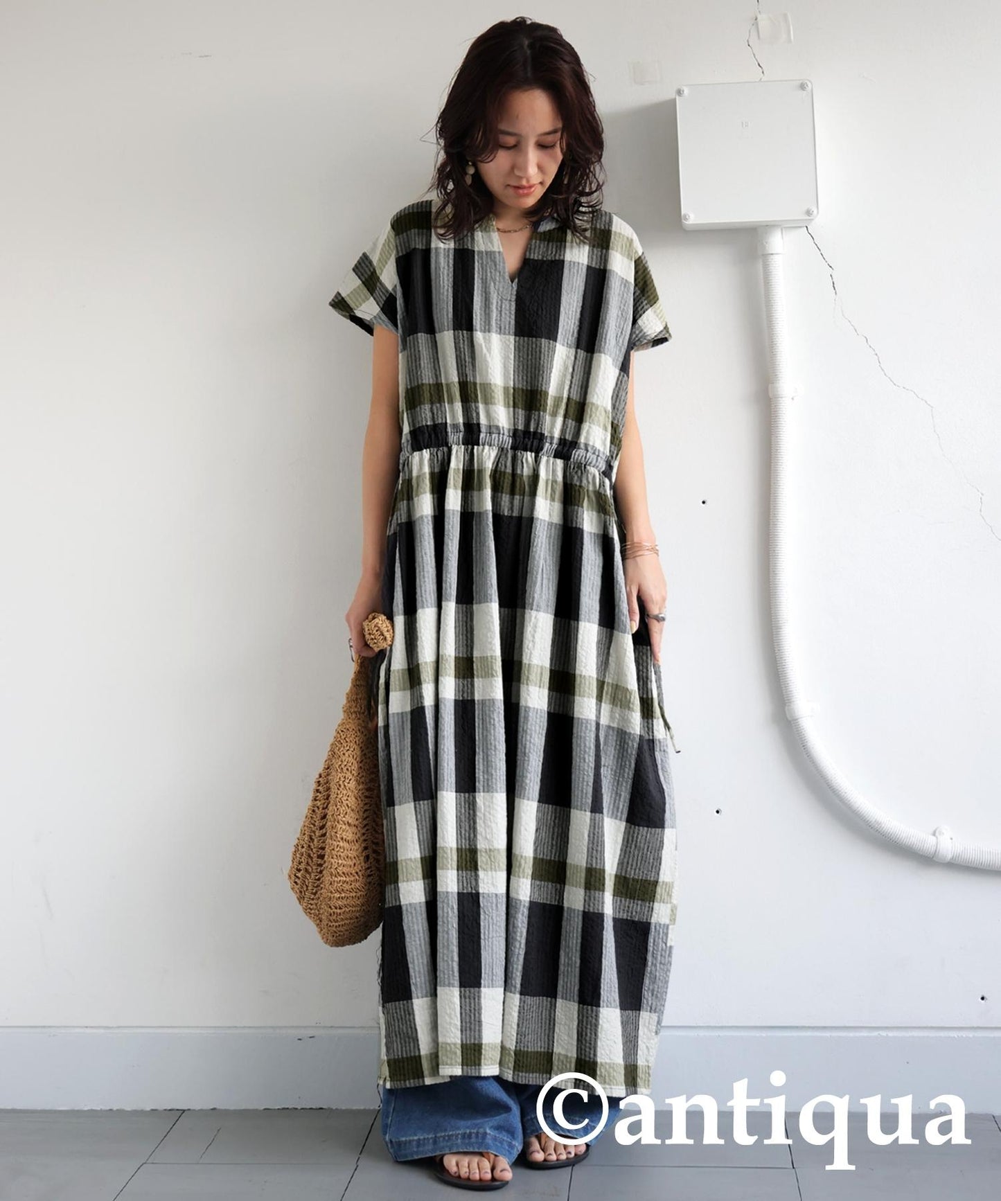 Ladies Indian Cotton Check Dress