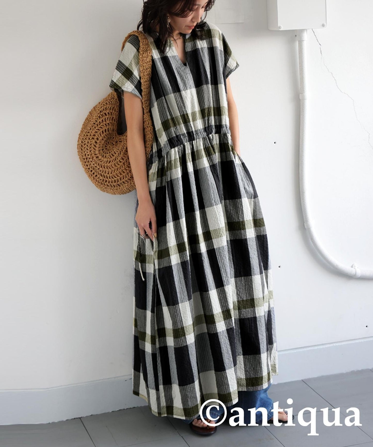 Ladies Indian Cotton Check Dress