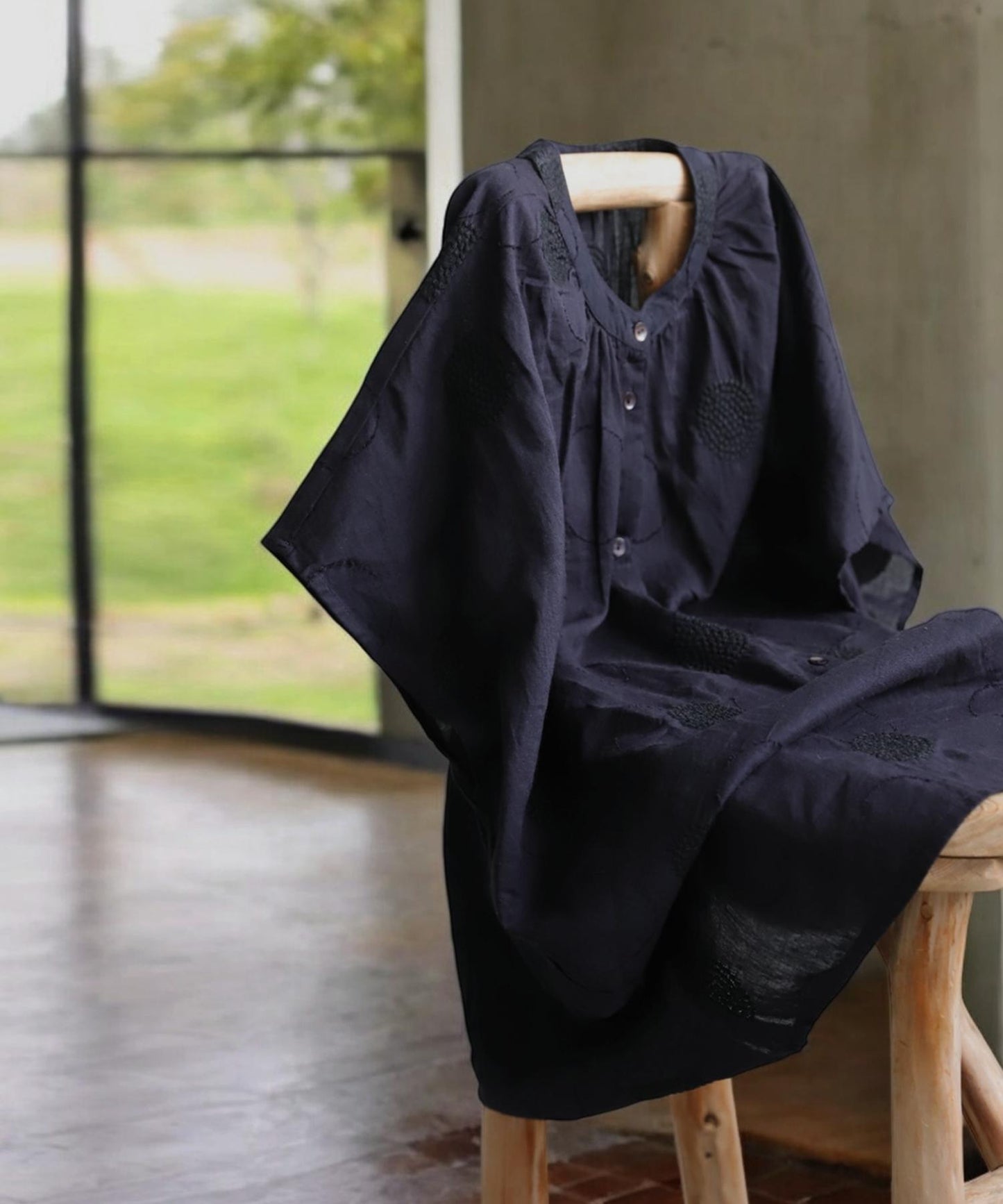 Ladies Indian Cotton Dots Embroidery Shirt