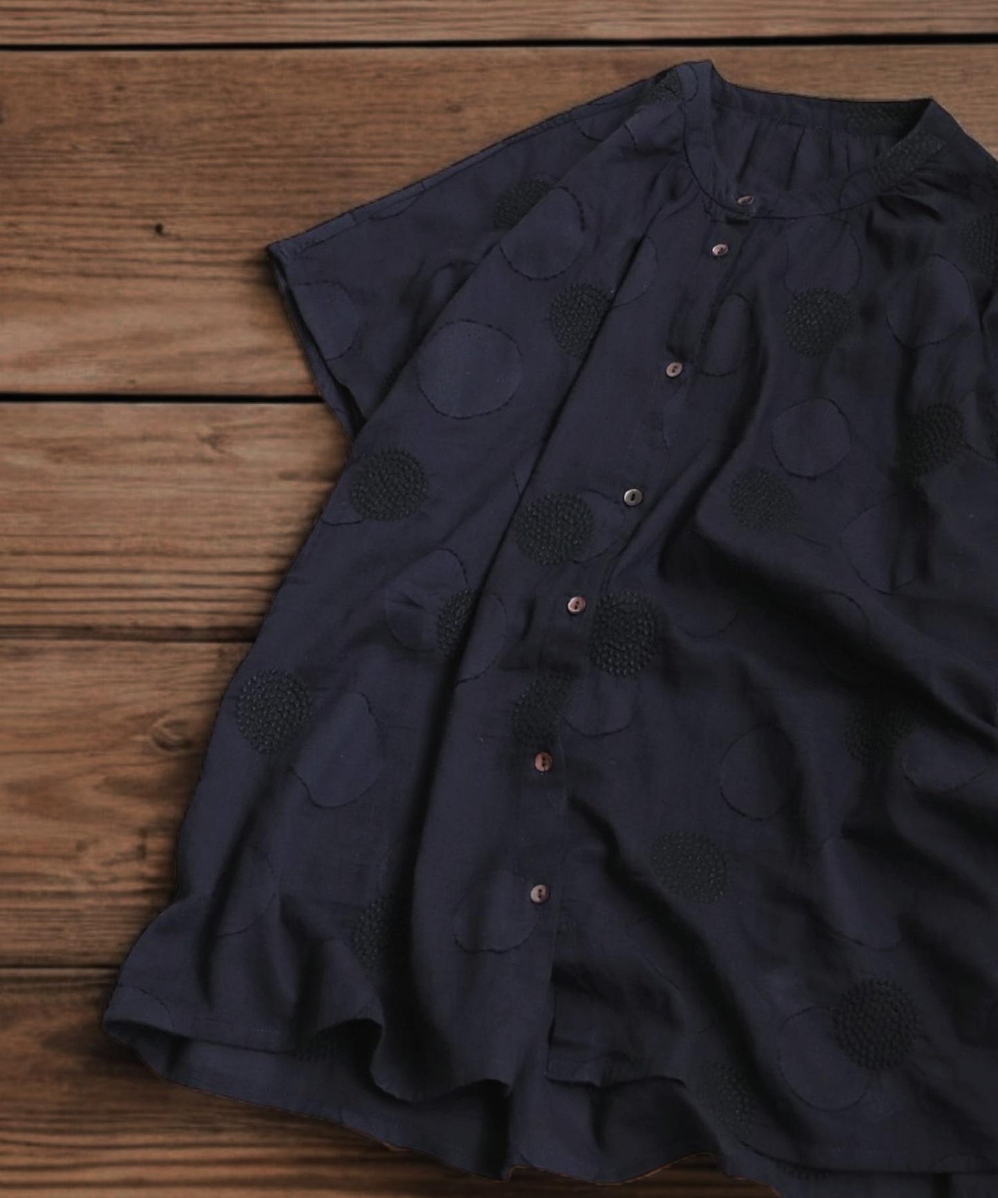 Ladies Indian Cotton Dots Embroidery Shirt