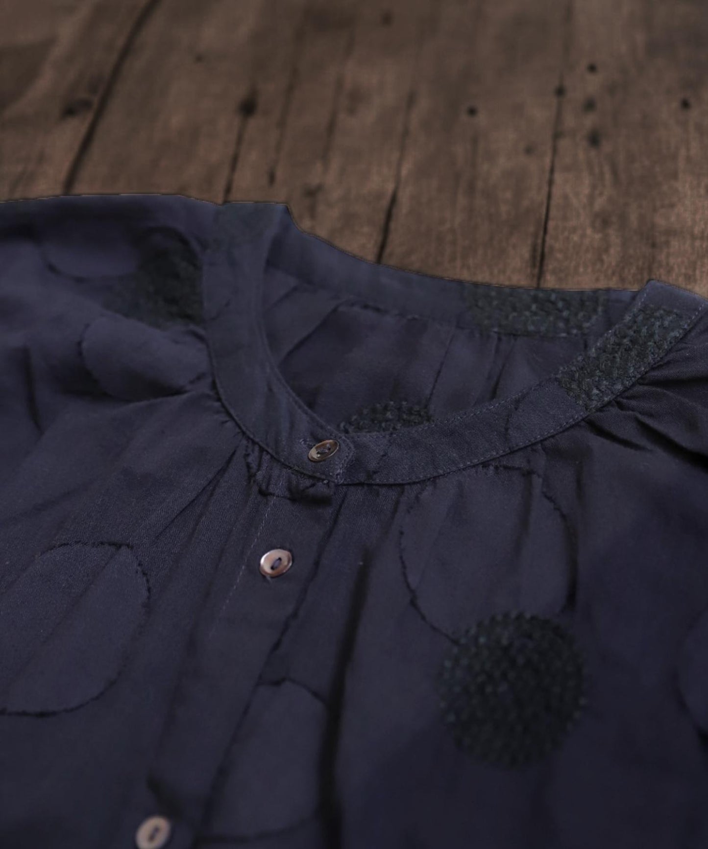 Ladies Indian Cotton Dots Embroidery Shirt