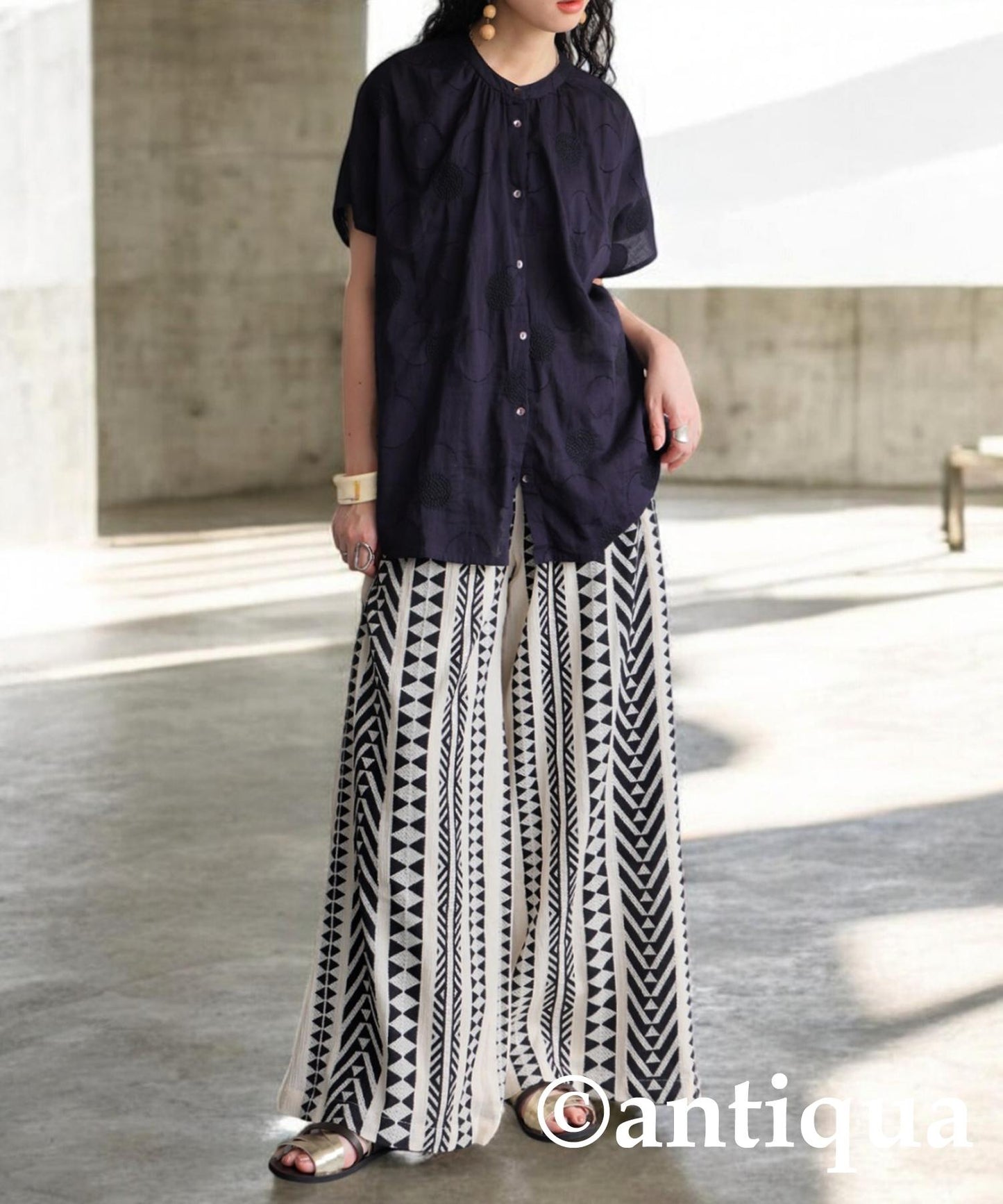 Ladies Indian Cotton Dots Embroidery Shirt