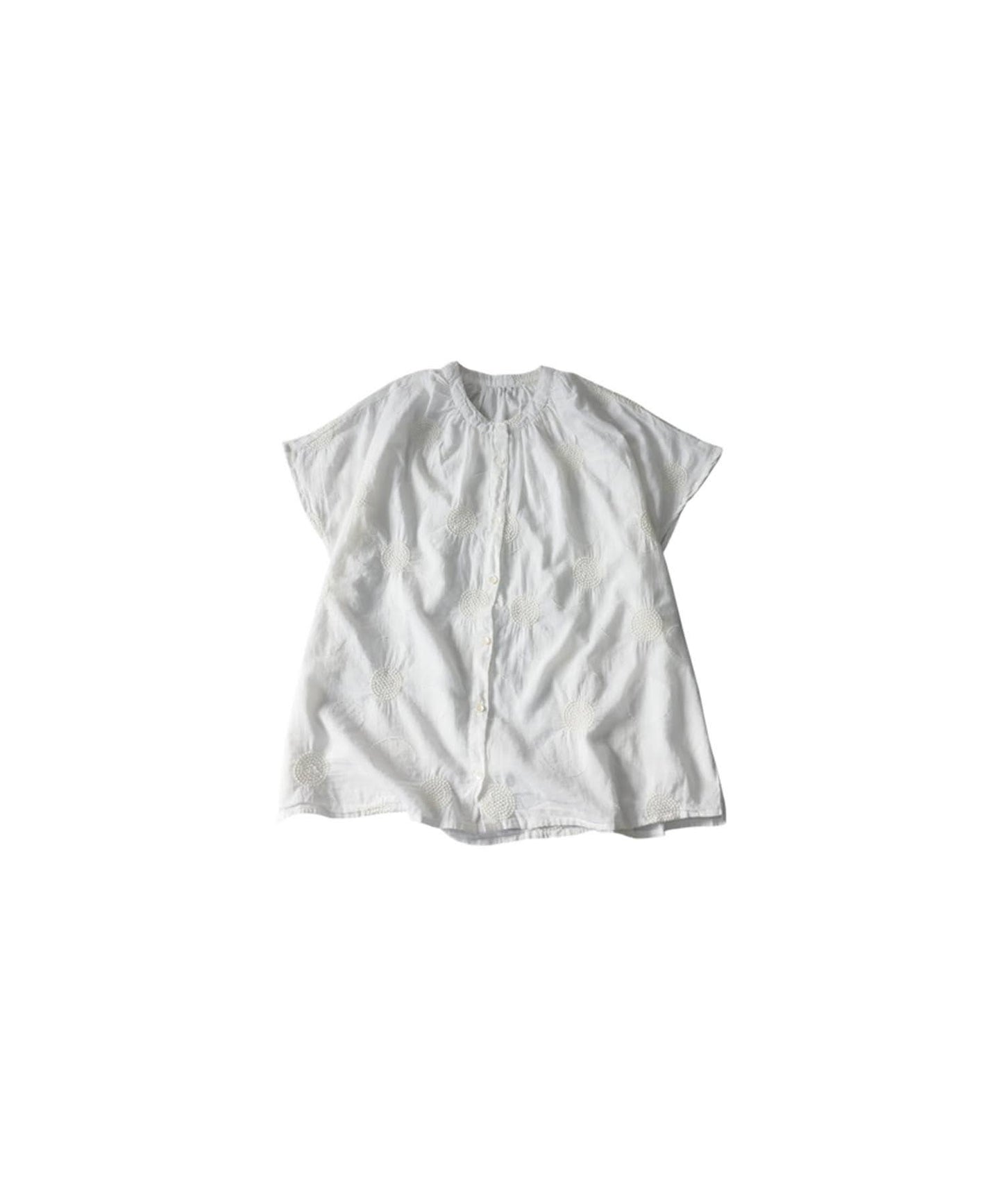 Ladies Indian Cotton Dots Embroidery Shirt
