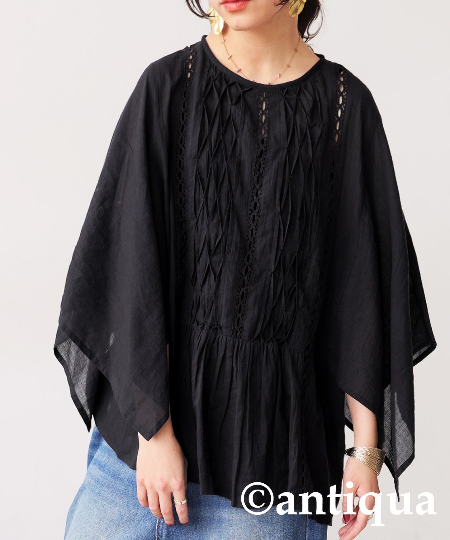 Ladies Sheer Smocking Blouse
