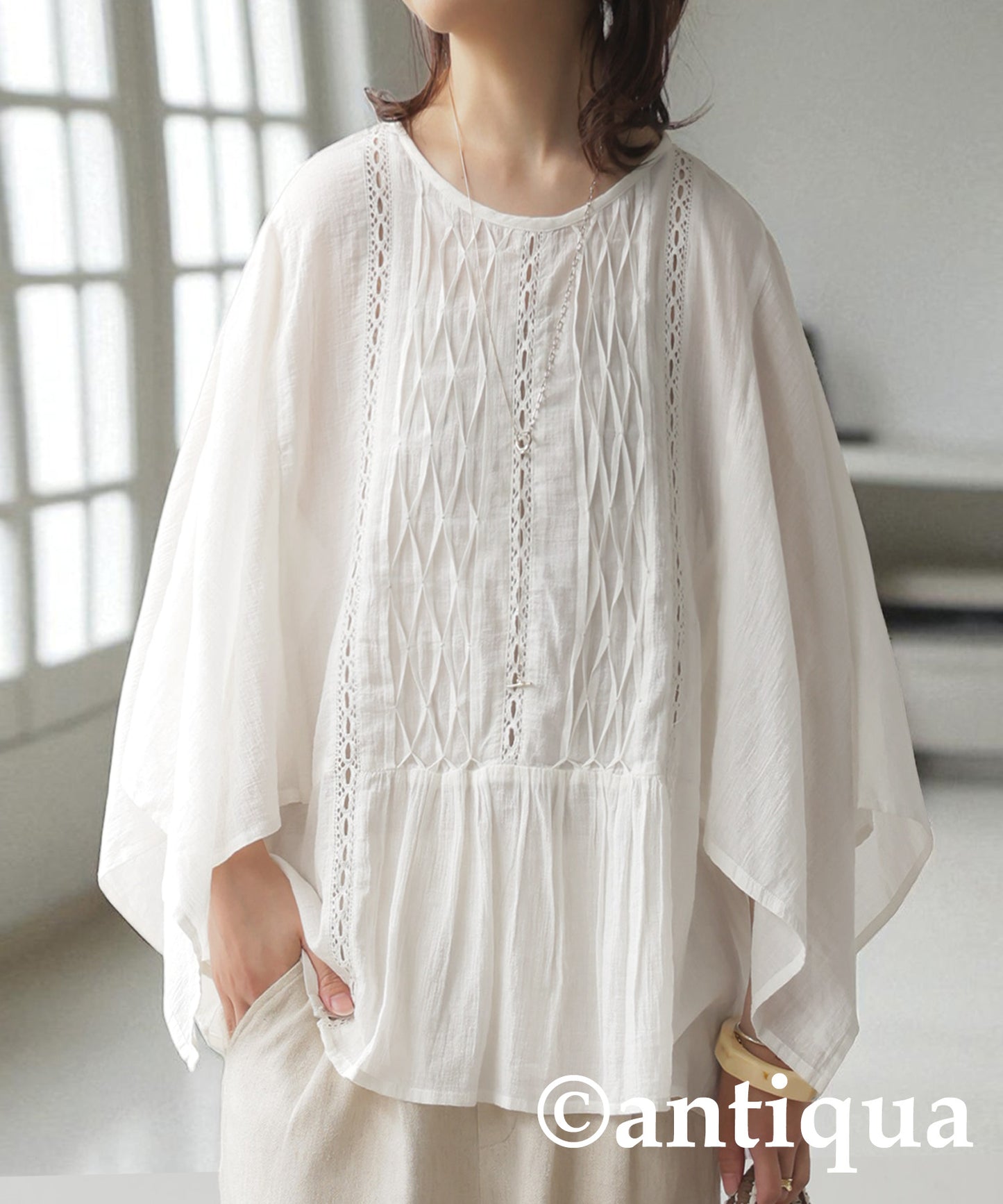 Ladies Sheer Smocking Blouse