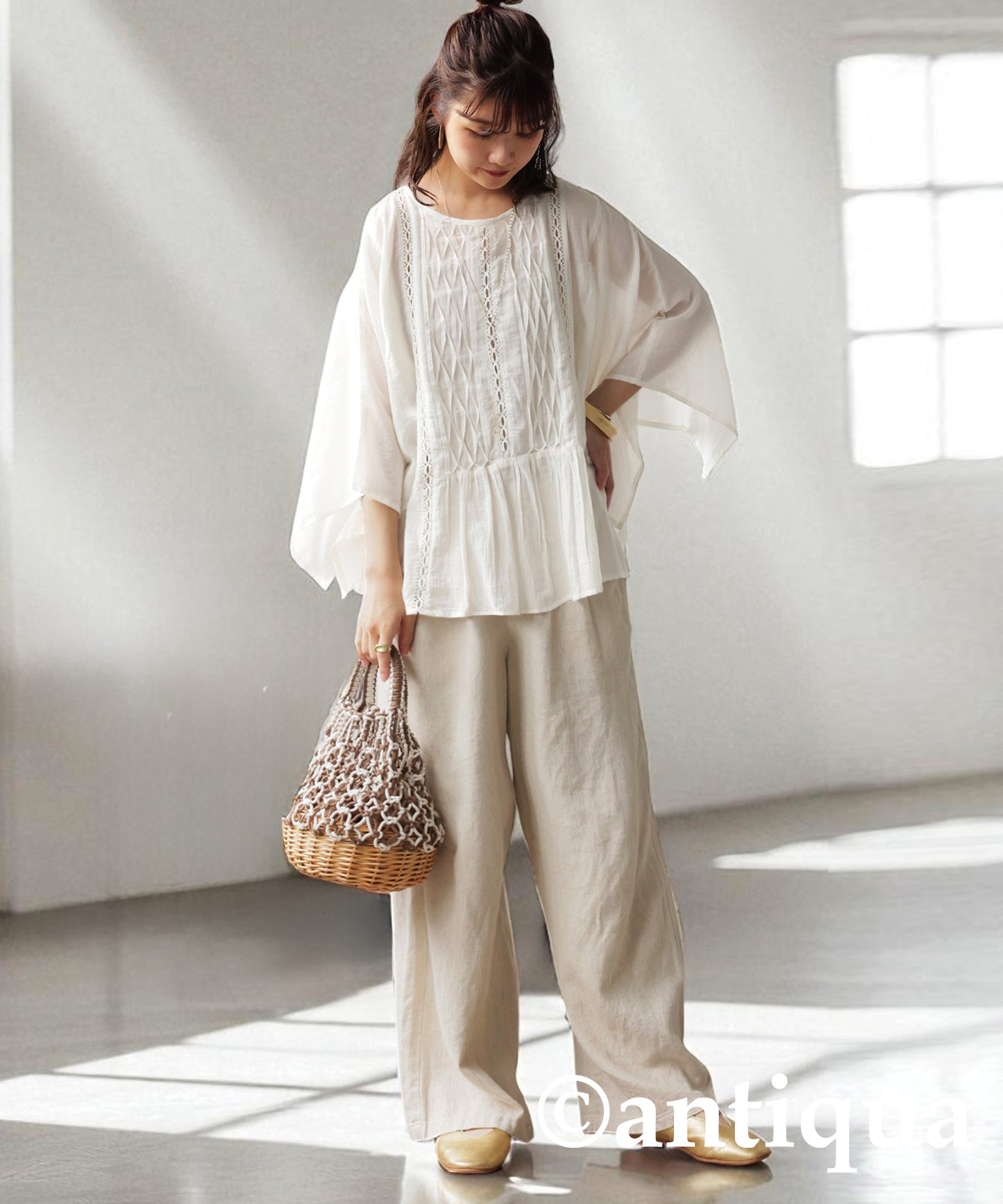 Ladies Sheer Smocking Blouse