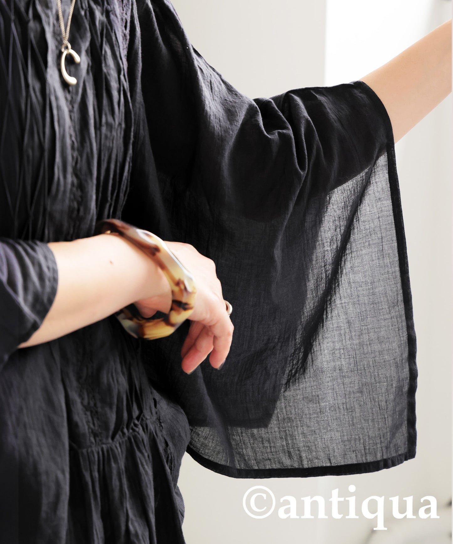 Ladies Sheer Smocking Blouse