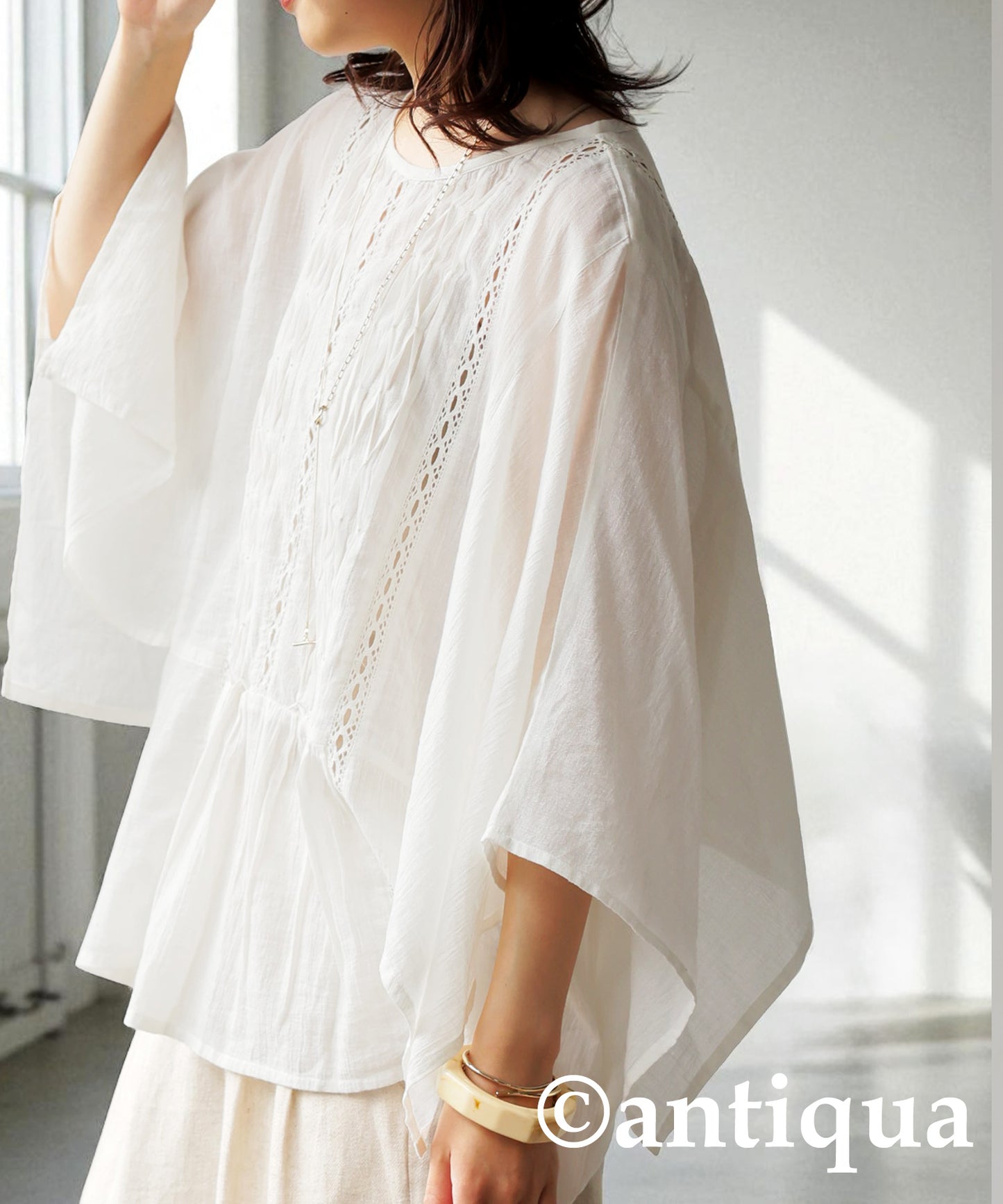 Ladies Sheer Smocking Blouse