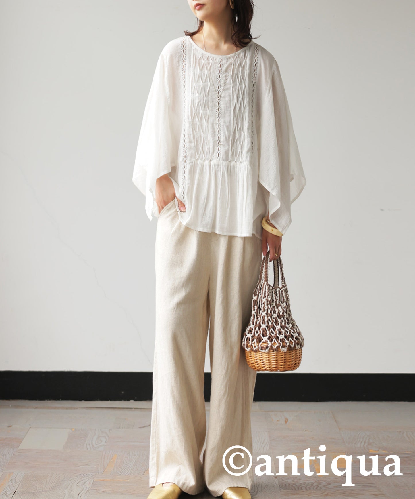 Ladies Sheer Smocking Blouse