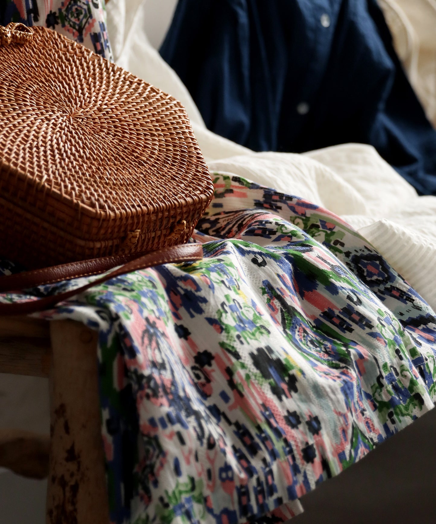 Ladies All-Over Print Tuck Wide Pants