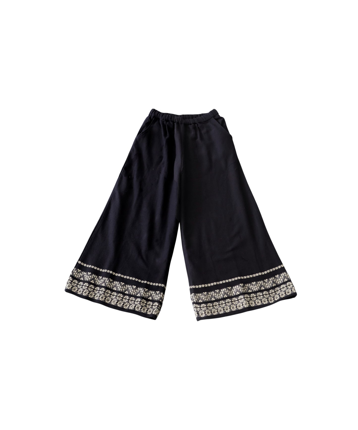 Floral Embroidered Wide-Leg Pants Ladies