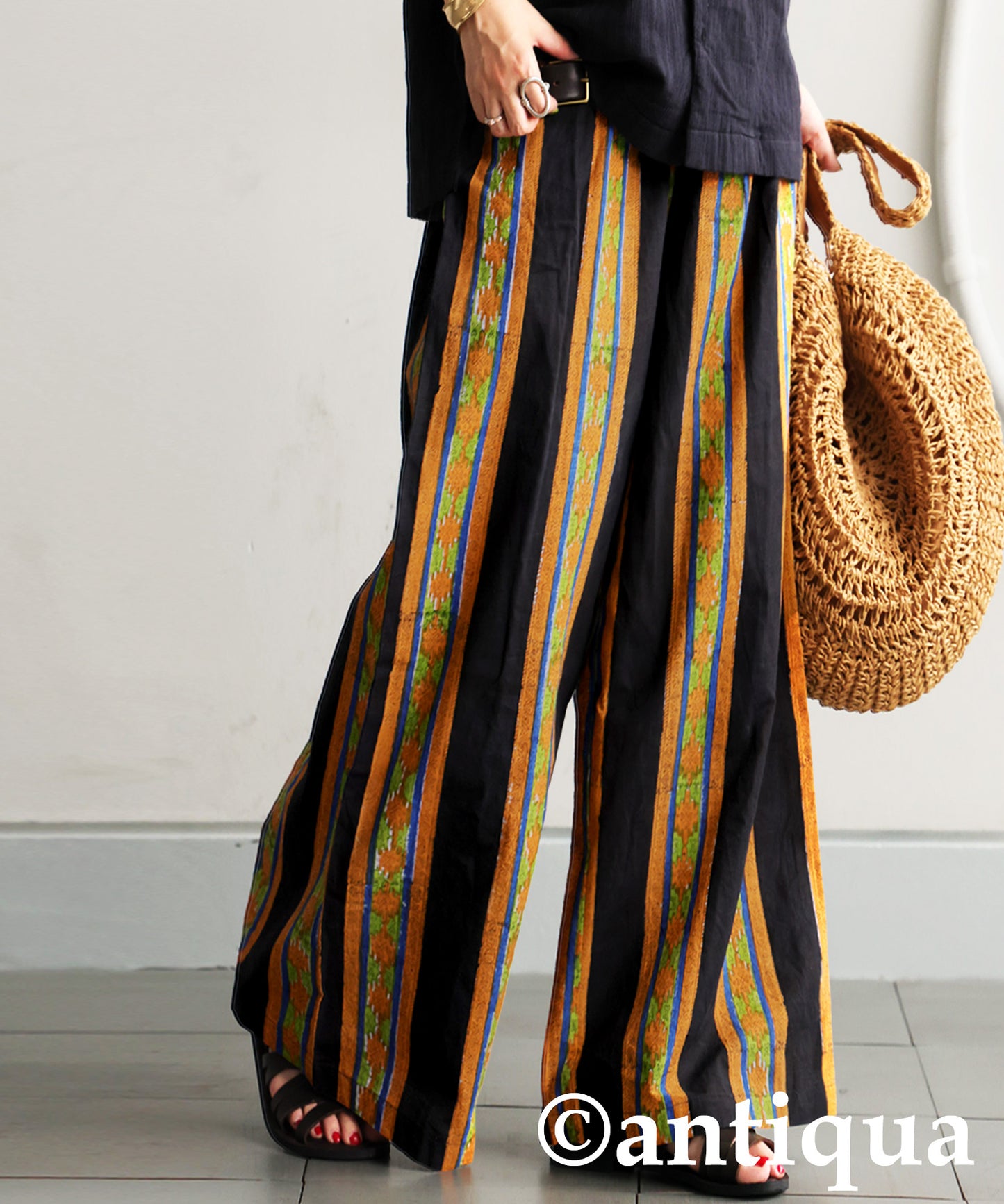Block Print Wide Pants Ladies