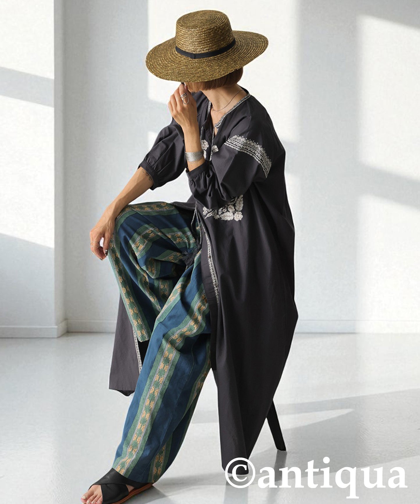 Block Print Wide Pants Ladies